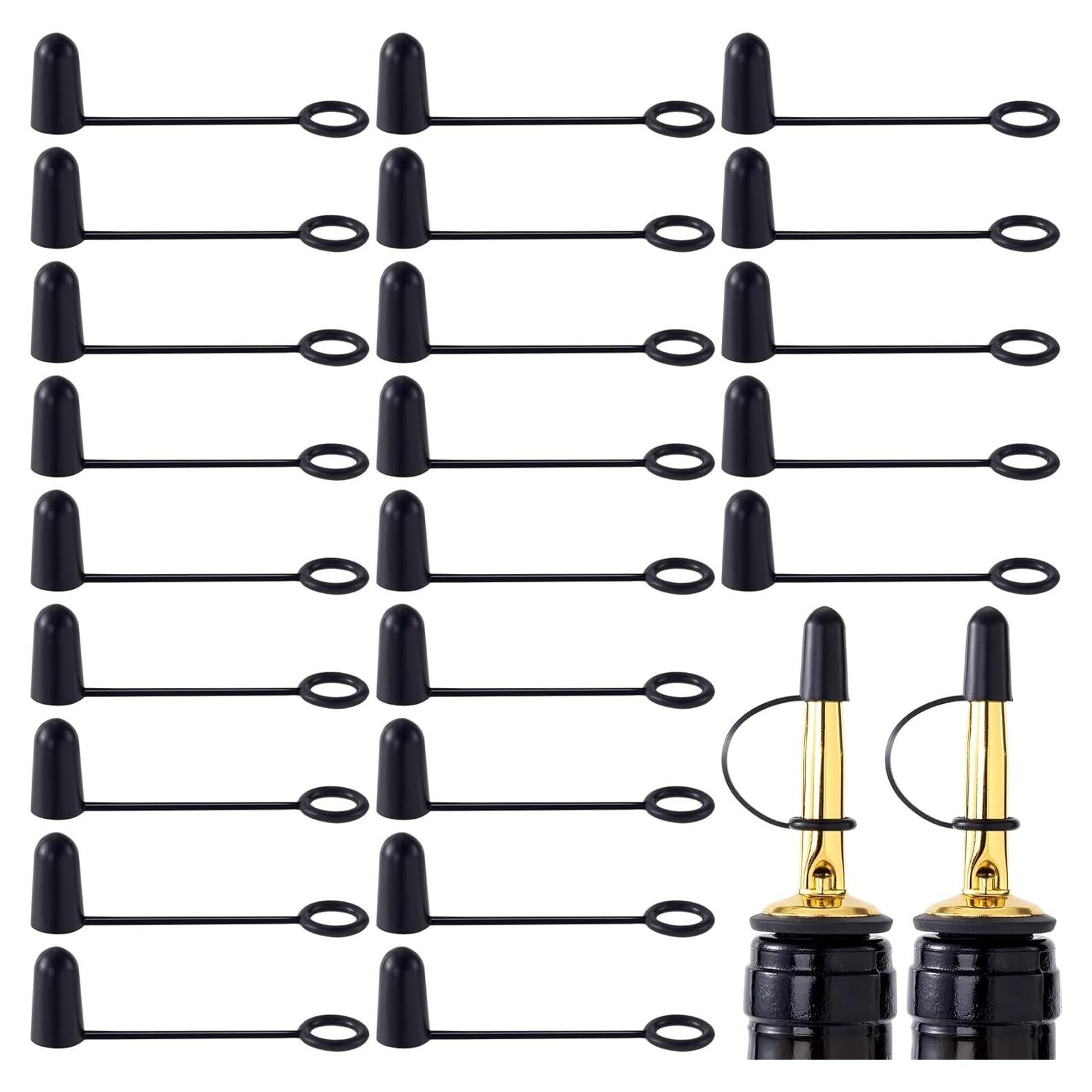Tapas de Válvula de Licor OIIKI, 30 Piezas Goma Negra