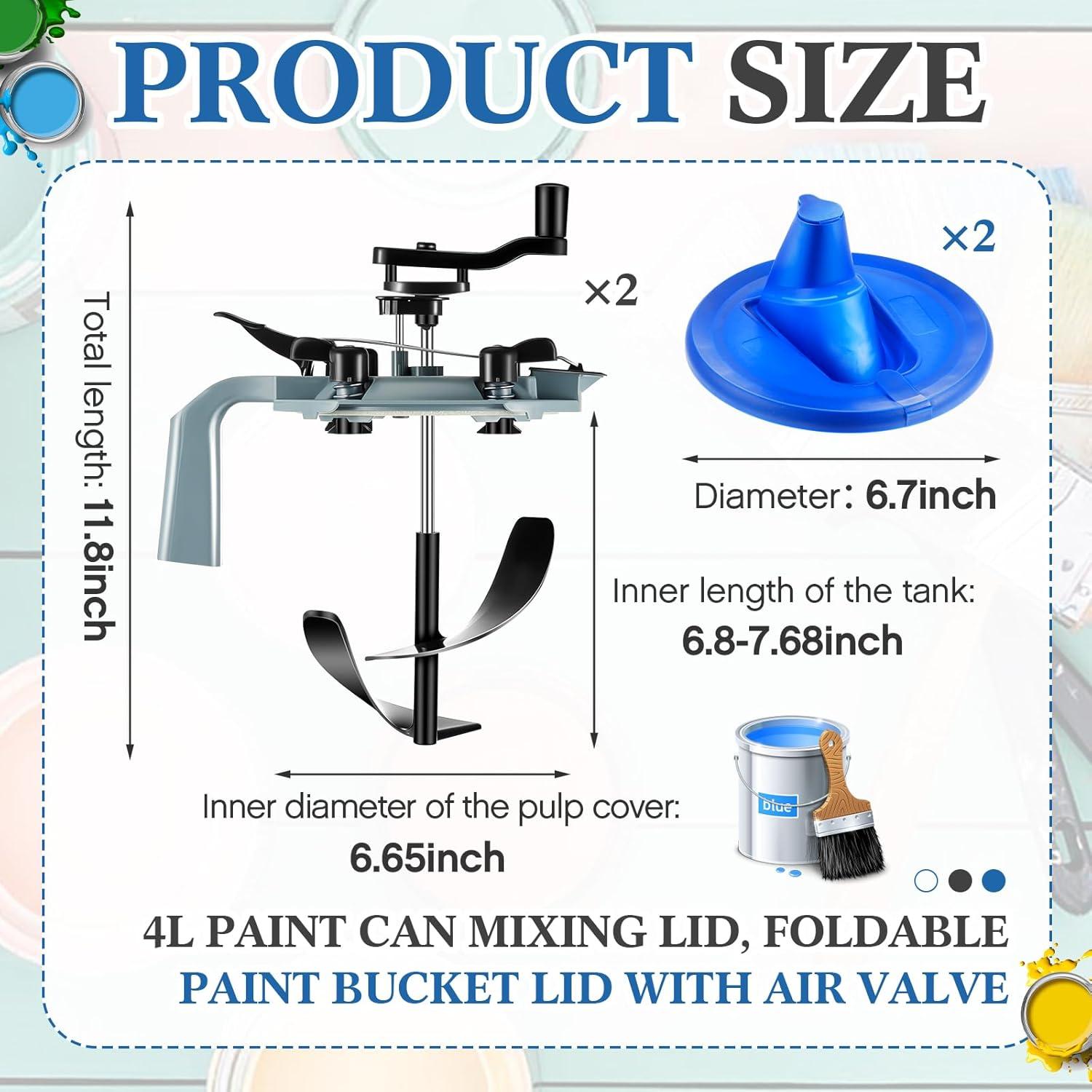 Kit de Tapa Mezcladora y Cubierta para Latas de Pintura 4L Reallnaive