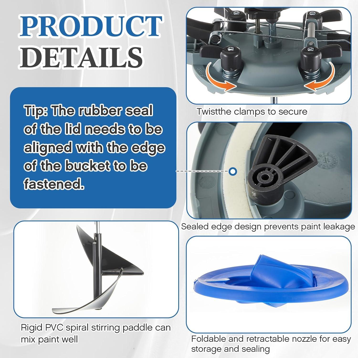 Kit de Tapa Mezcladora y Cubierta para Latas de Pintura 4L Reallnaive