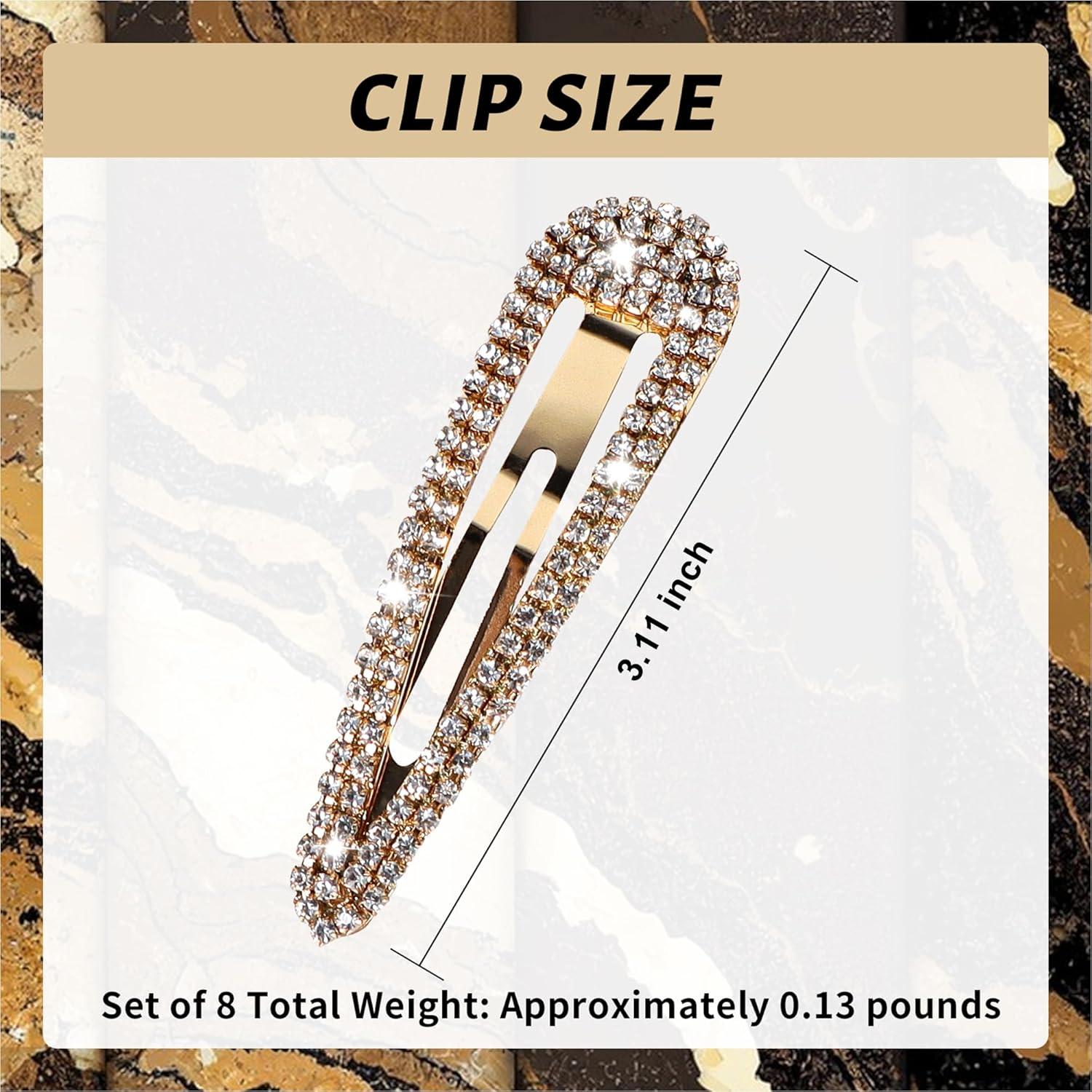 8 Clips para el Cabello Brillantes LOSANJI - Oro y Plata