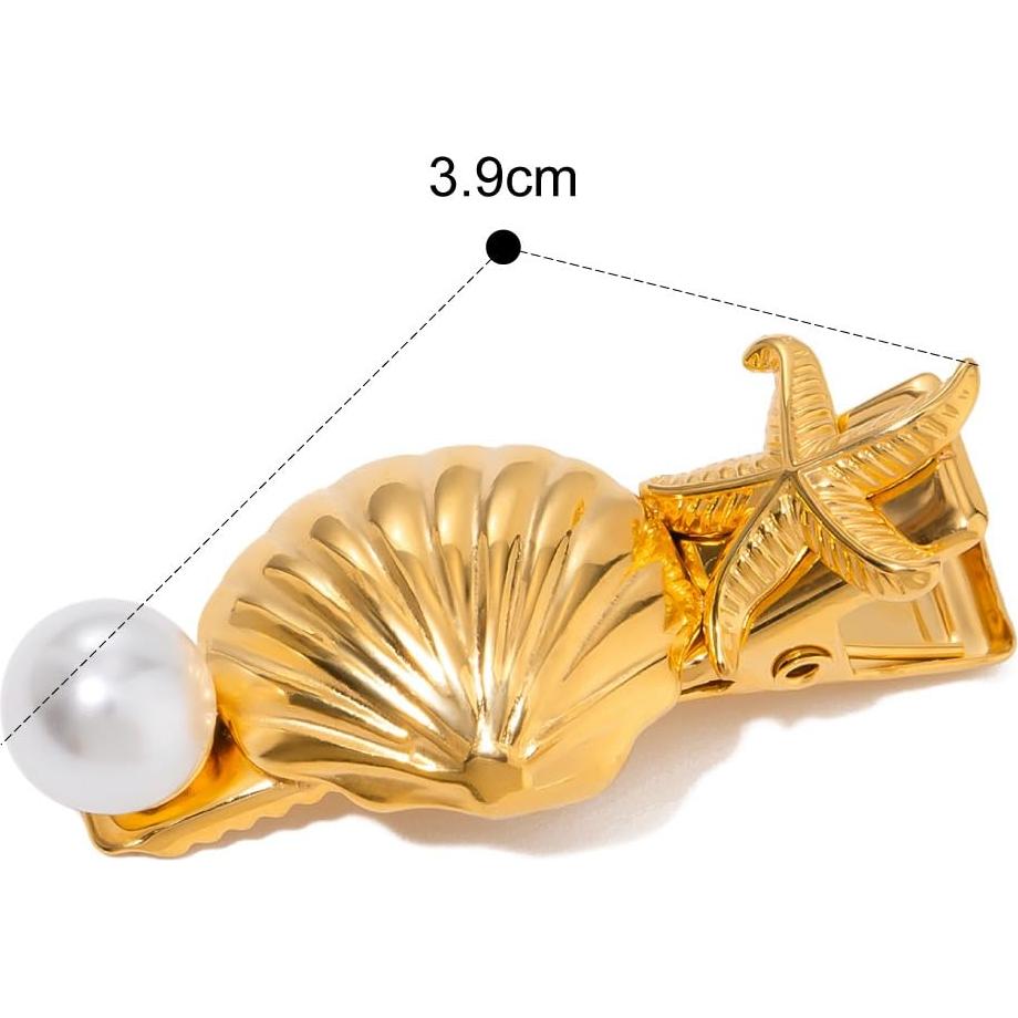 Clip de Pelo de Perla de Concha de Oro SICOPEE - 4 Piezas 3.56 cm