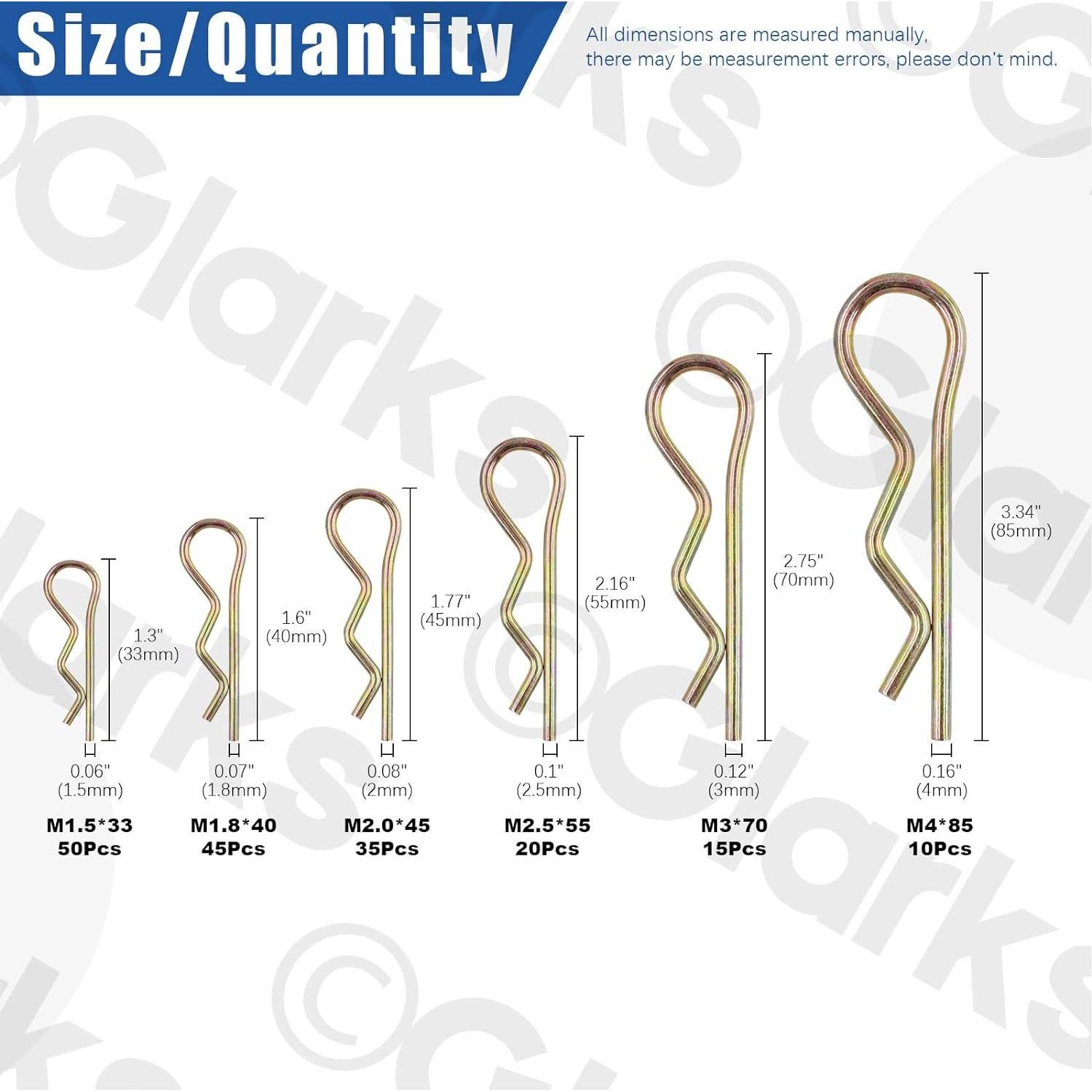 Kit 175 Pcs Pasadores Cotter R Glarks Acero Galvanizado