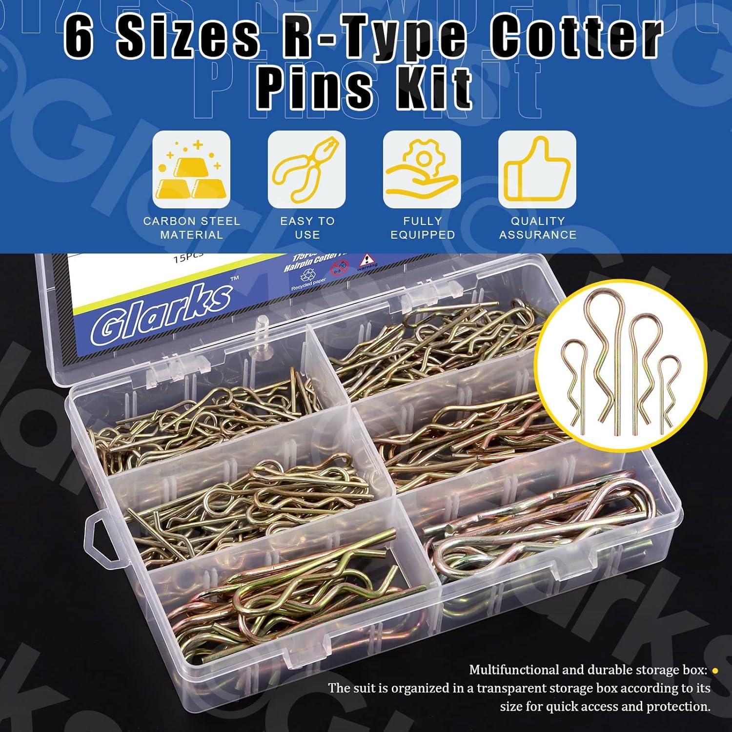 Kit 175 Pcs Pasadores Cotter R Glarks Acero Galvanizado