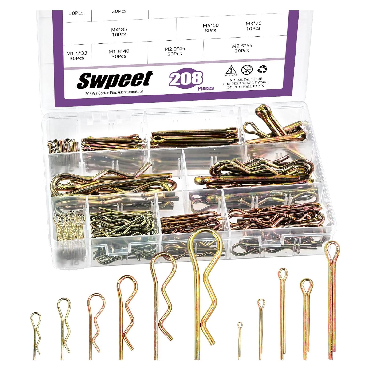 Kit 208 Pasadores de Seguridad Acero Inoxidable Swpeet