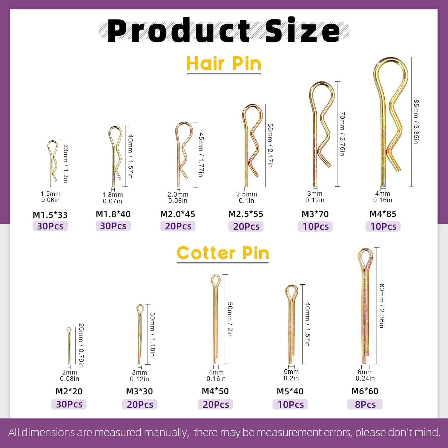 Kit 208 Pasadores de Seguridad Acero Inoxidable Swpeet