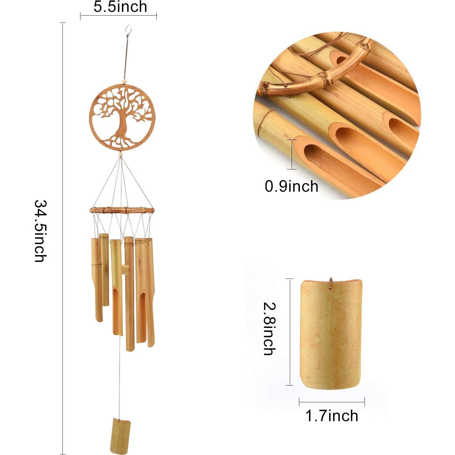 Campanas de Viento de Bambú XINRUI 87.6 cm Decoración Jardín