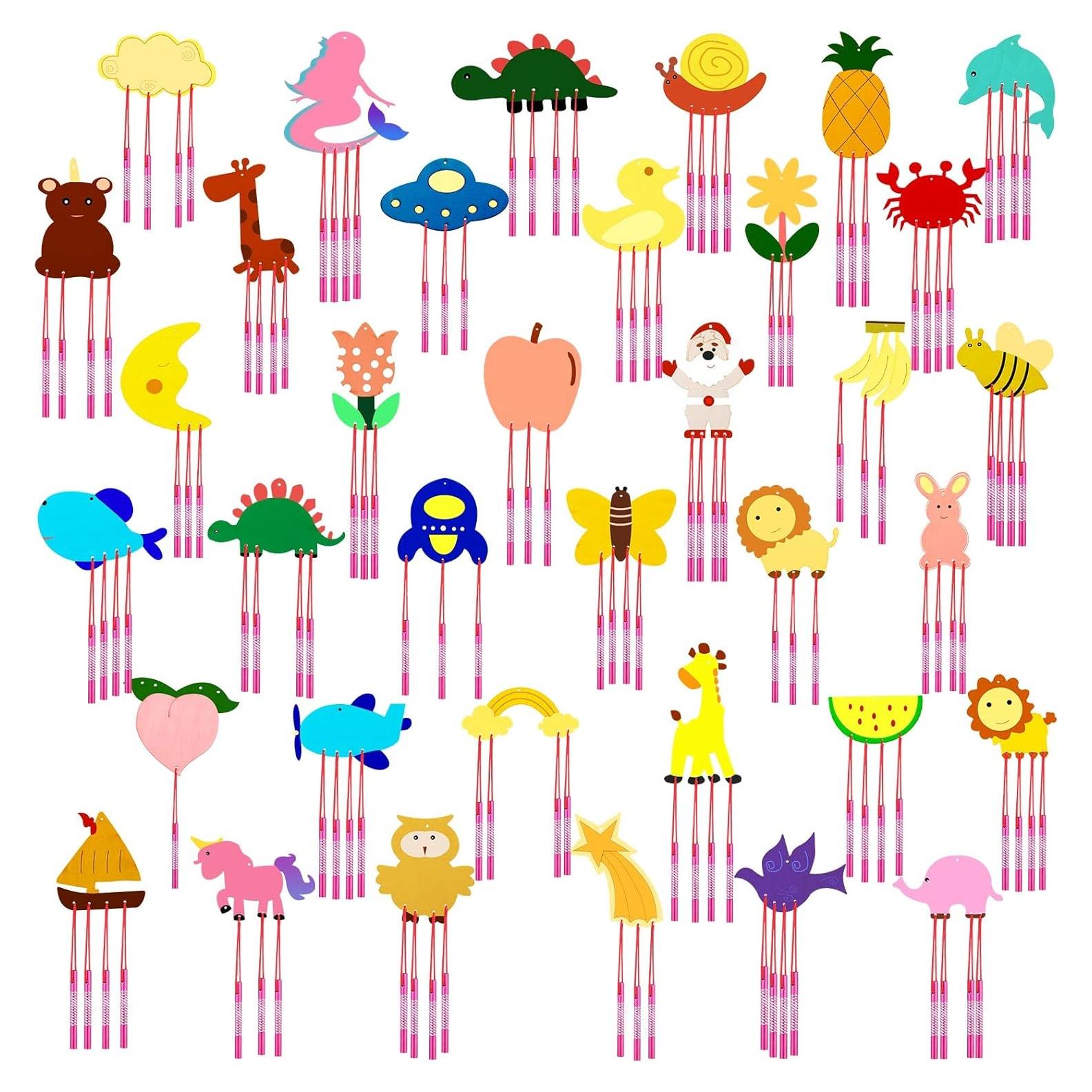 Kit de Campanas de Viento Tuanse 36 Piezas Madera DIY