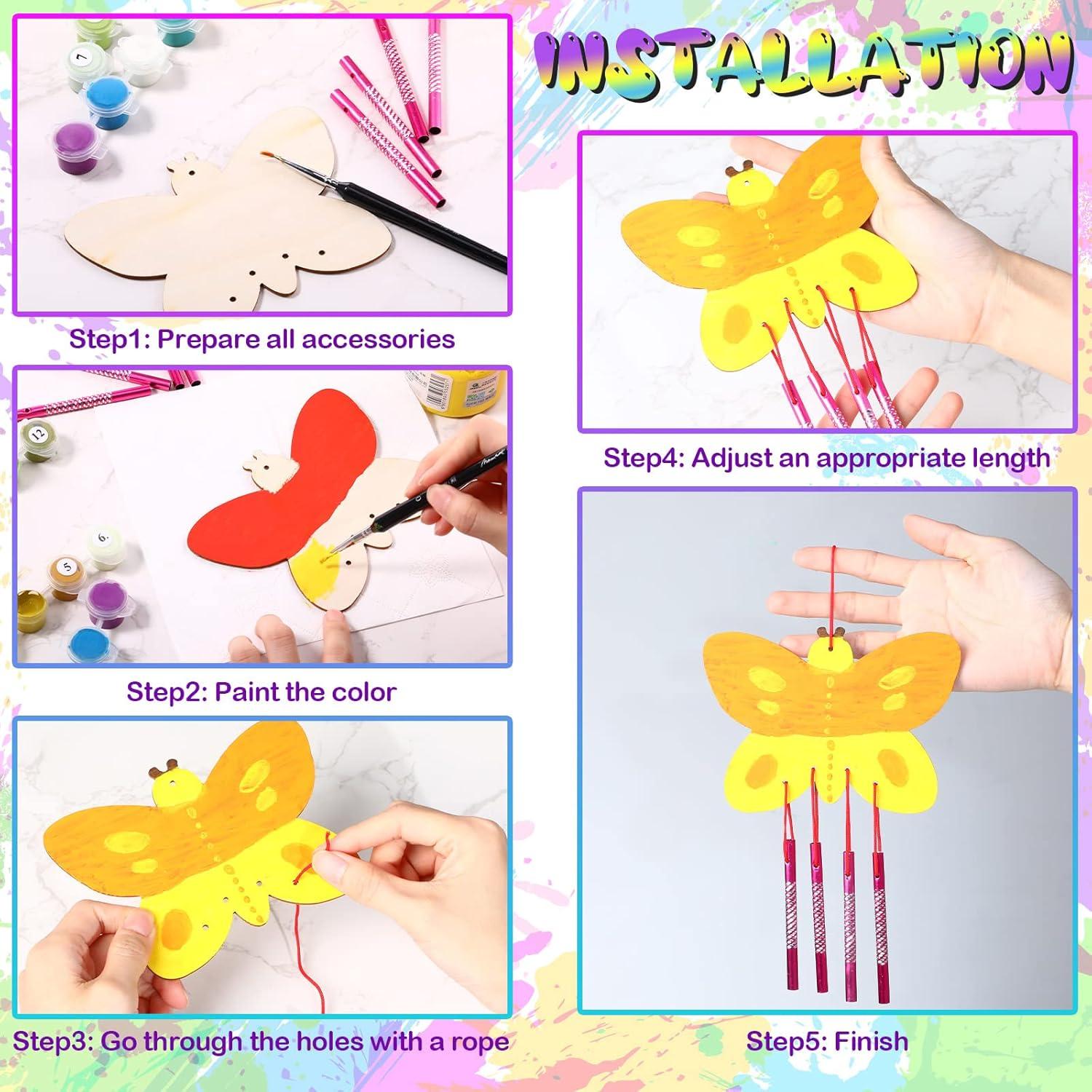 Kit de Campanas de Viento Tuanse 36 Piezas Madera DIY