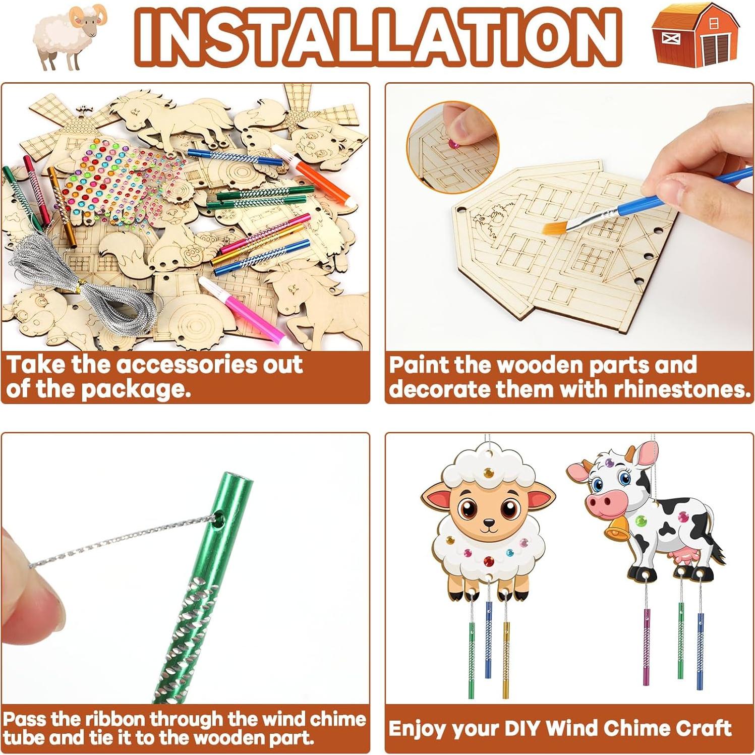 Kit de Campanas de Viento de Madera Gisgfim para Niños - 64 Piezas