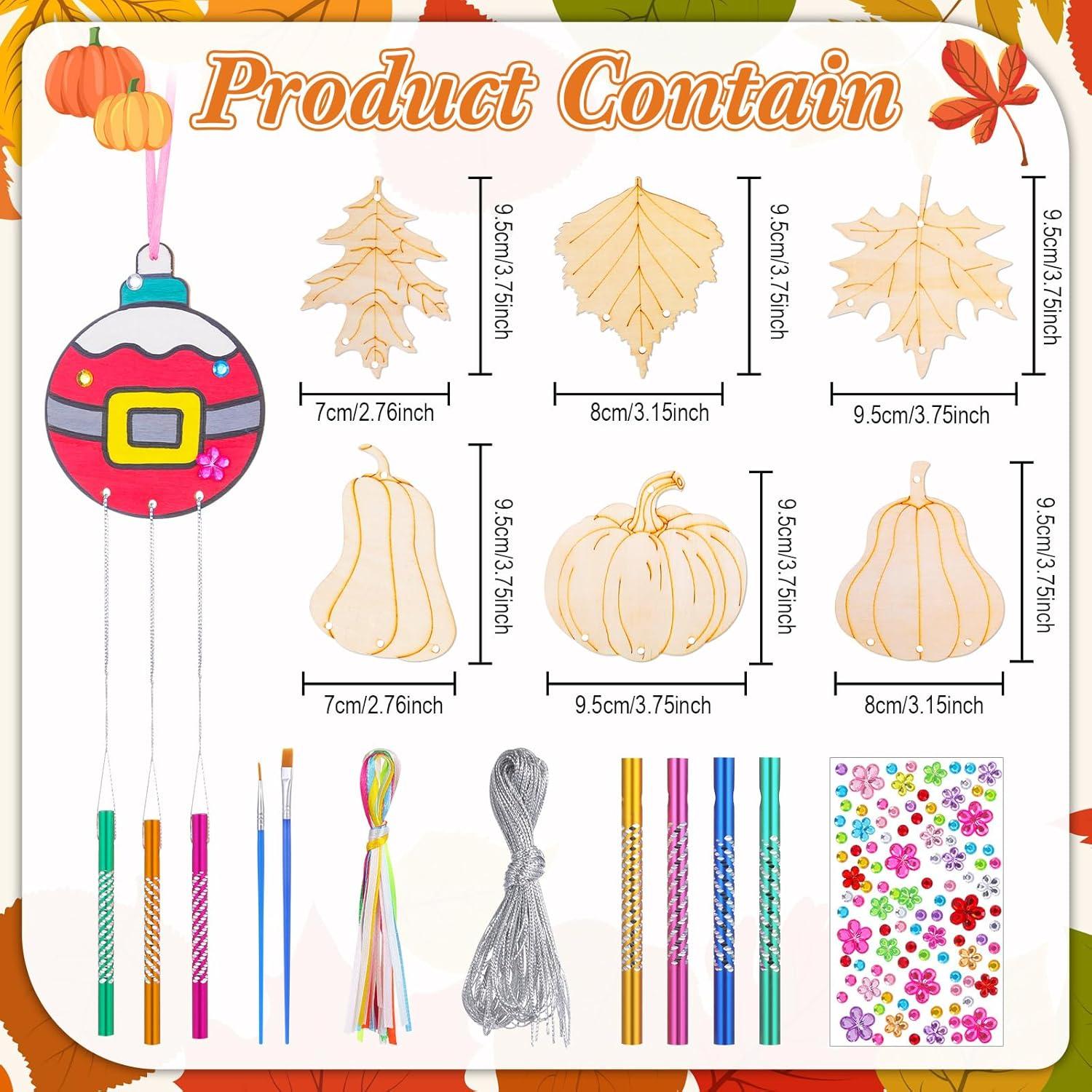 Kit de Campanas de Viento DIY Shellwei Otoño 12 Piezas Madera