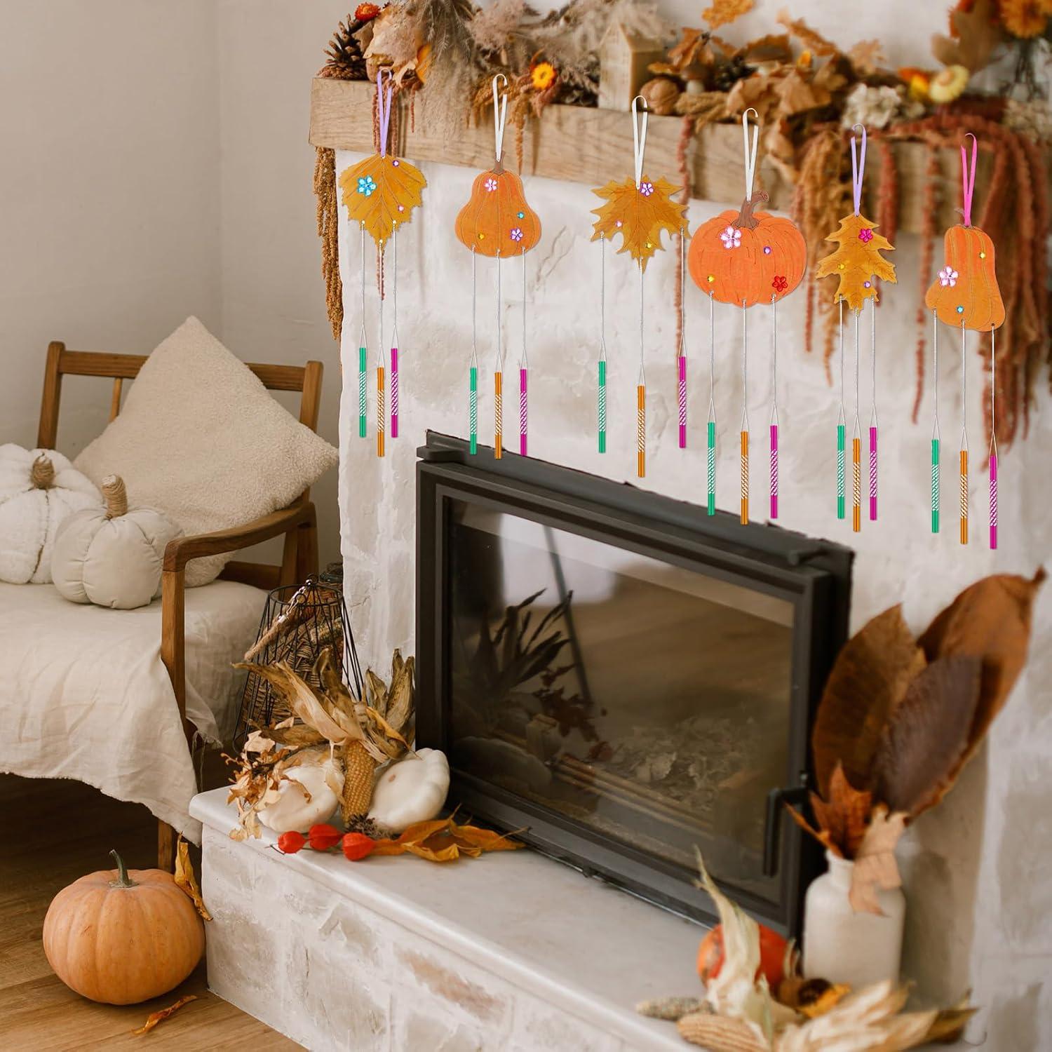 Kit de Campanas de Viento DIY Shellwei Otoño 12 Piezas Madera