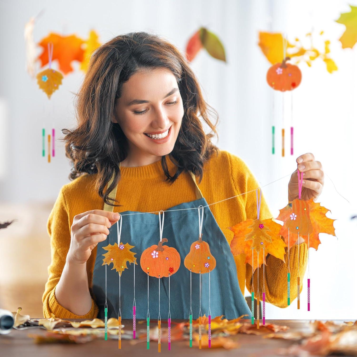 Kit de Campanas de Viento DIY Shellwei Otoño 12 Piezas Madera