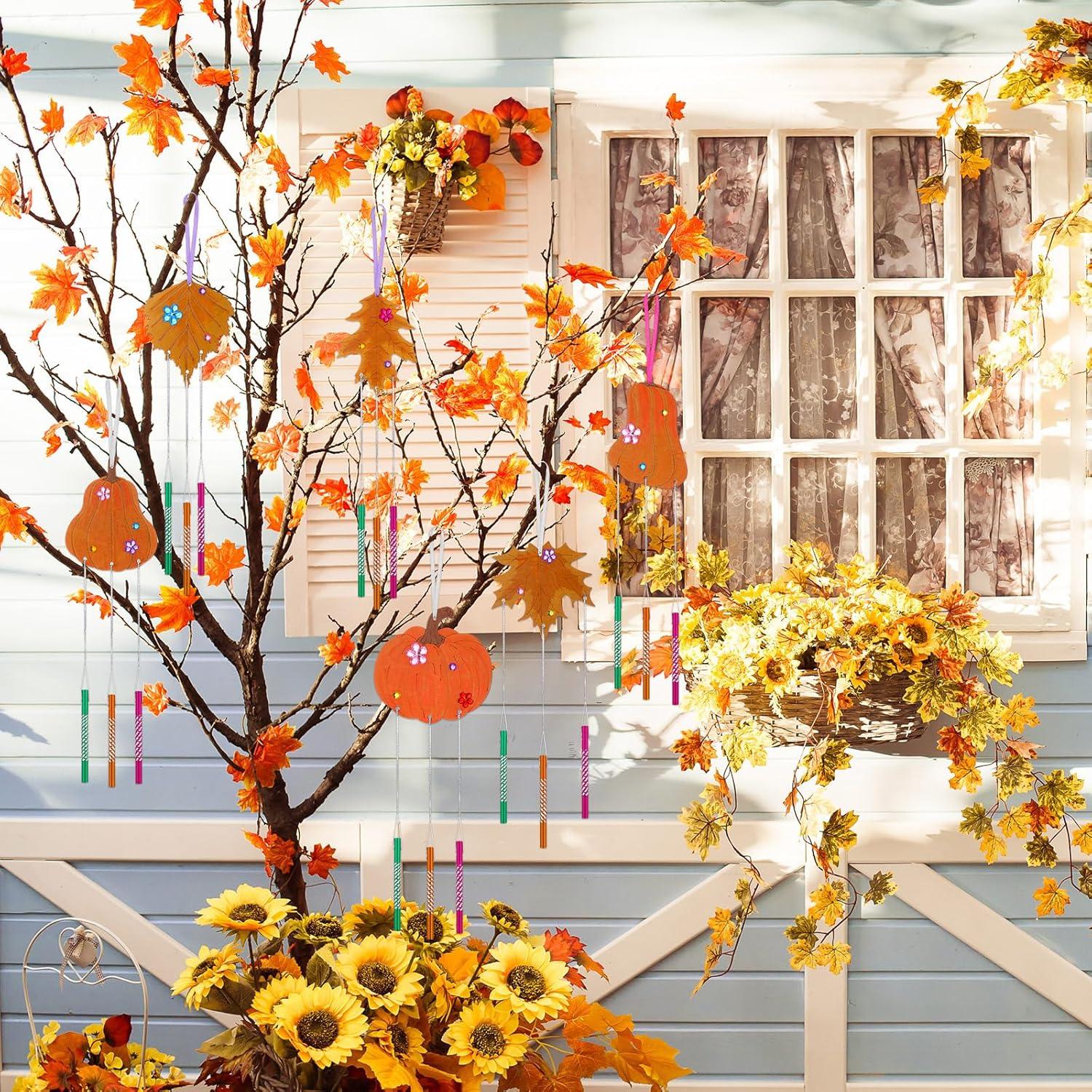 Kit de Campanas de Viento DIY Shellwei Otoño 12 Piezas Madera