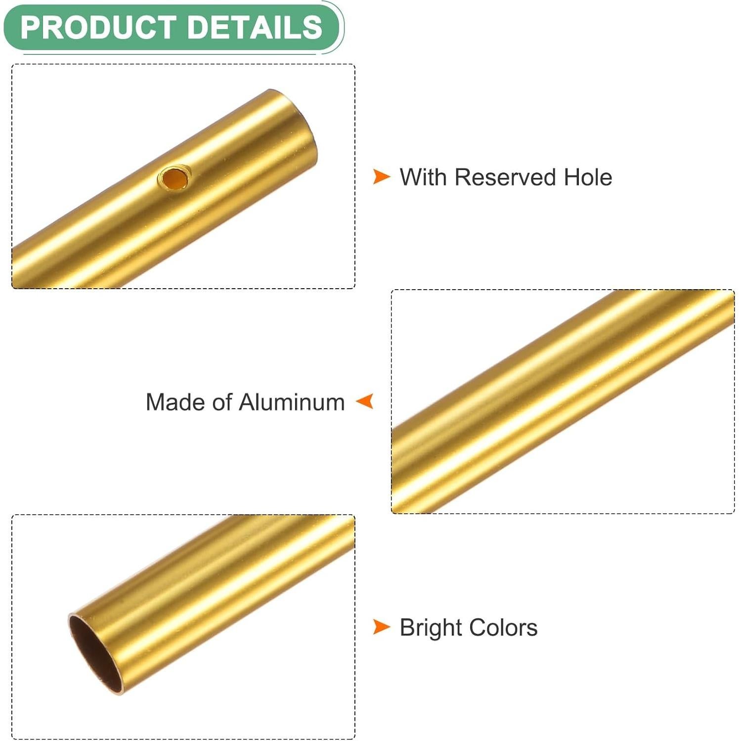 16 Tubos de Campanas de Viento Aluminio Dorado para Manualidades