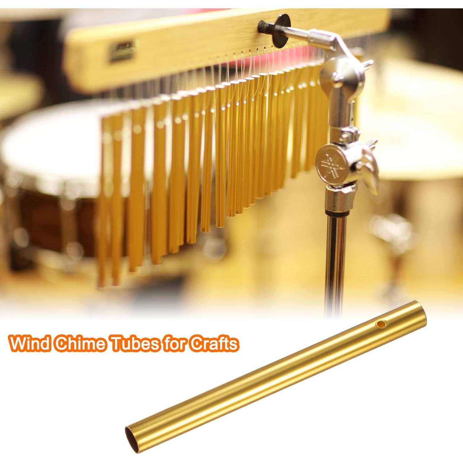 16 Tubos de Campanas de Viento Aluminio Dorado para Manualidades