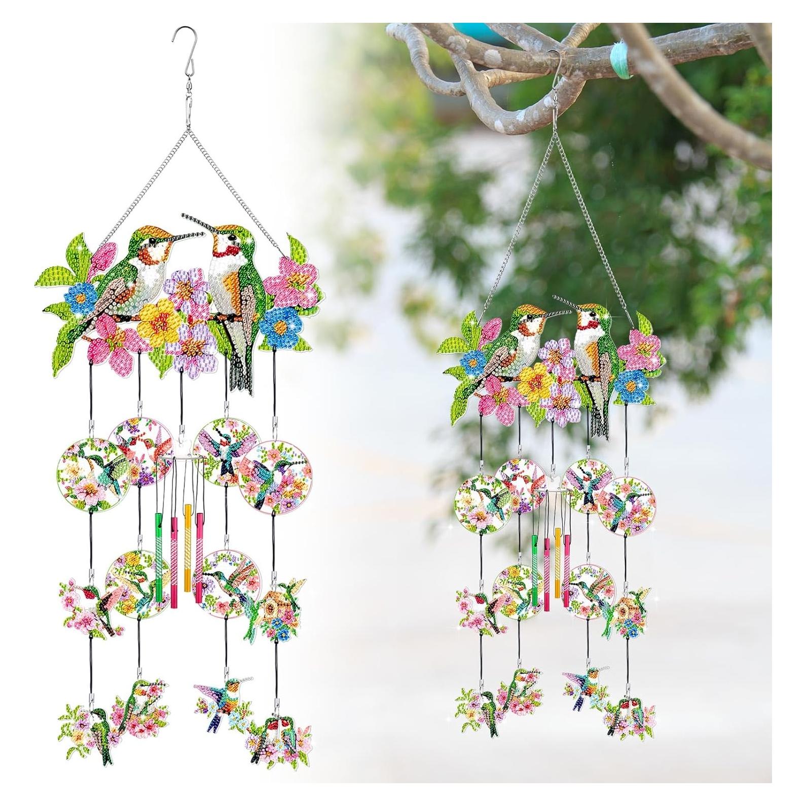 Campanas de Viento de Arte de Diamante GlikCeil Colibrí Rojo