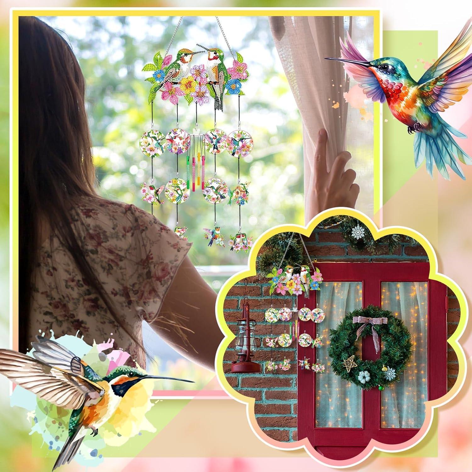 Campanas de Viento de Arte de Diamante GlikCeil Colibrí Rojo