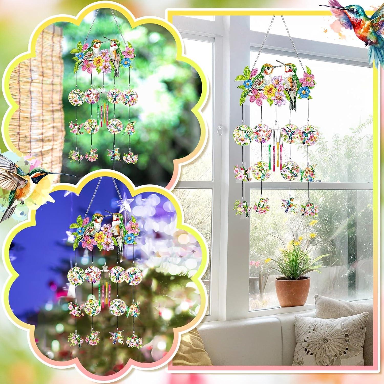 Campanas de Viento de Arte de Diamante GlikCeil Colibrí Rojo