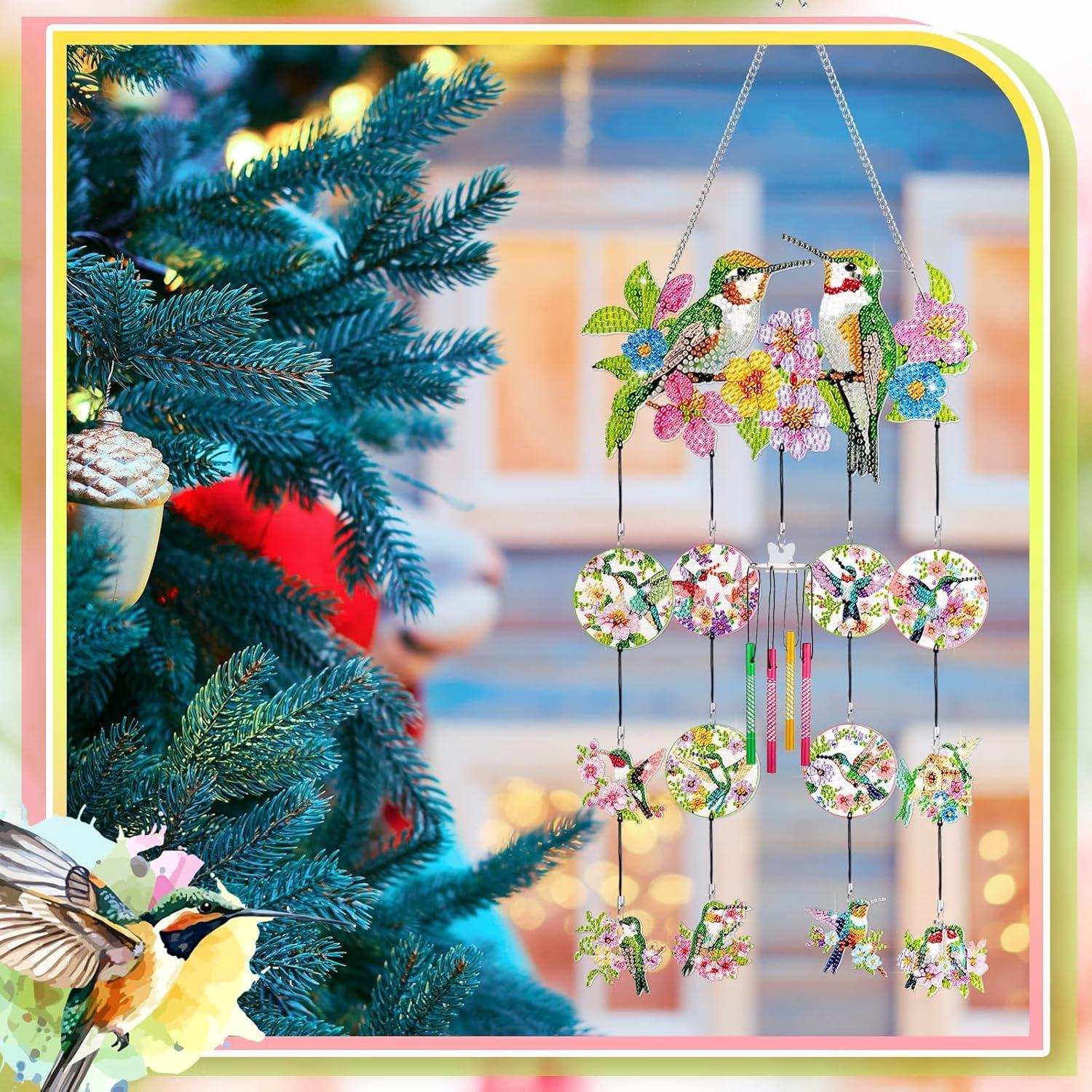 Campanas de Viento de Arte de Diamante GlikCeil Colibrí Rojo