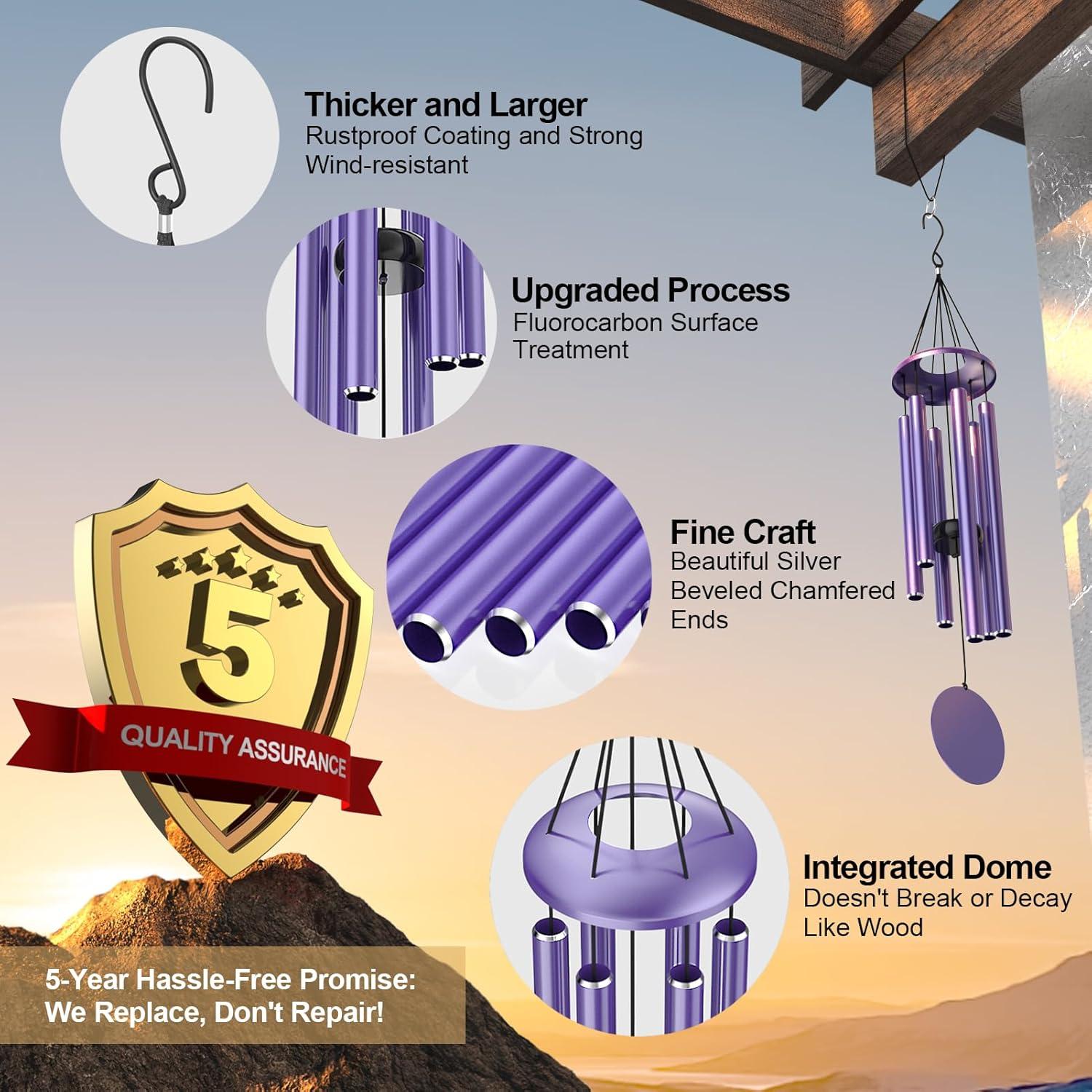 Campana de Viento Grande MarcoBambu 93.98 cm Púrpura