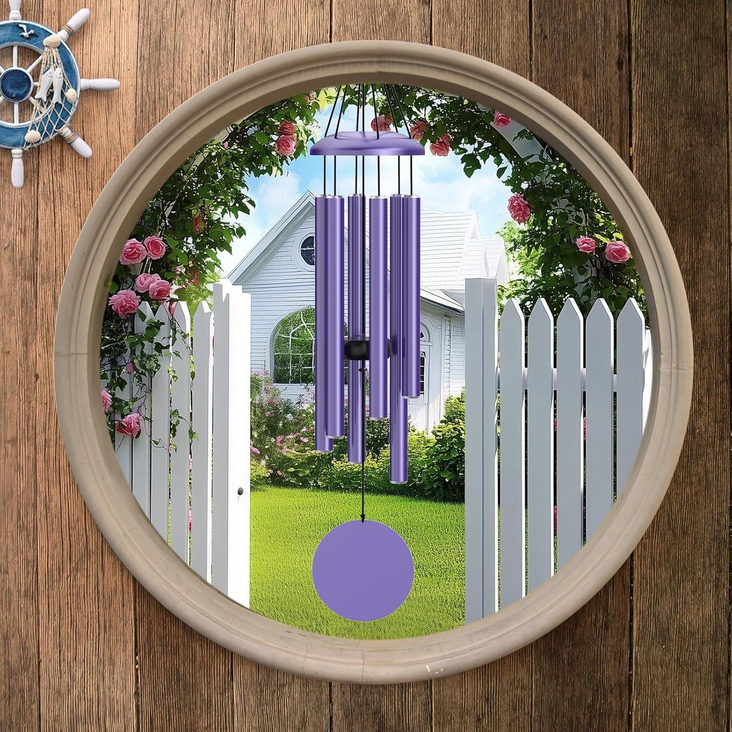 Campana de Viento Grande MarcoBambu 93.98 cm Púrpura