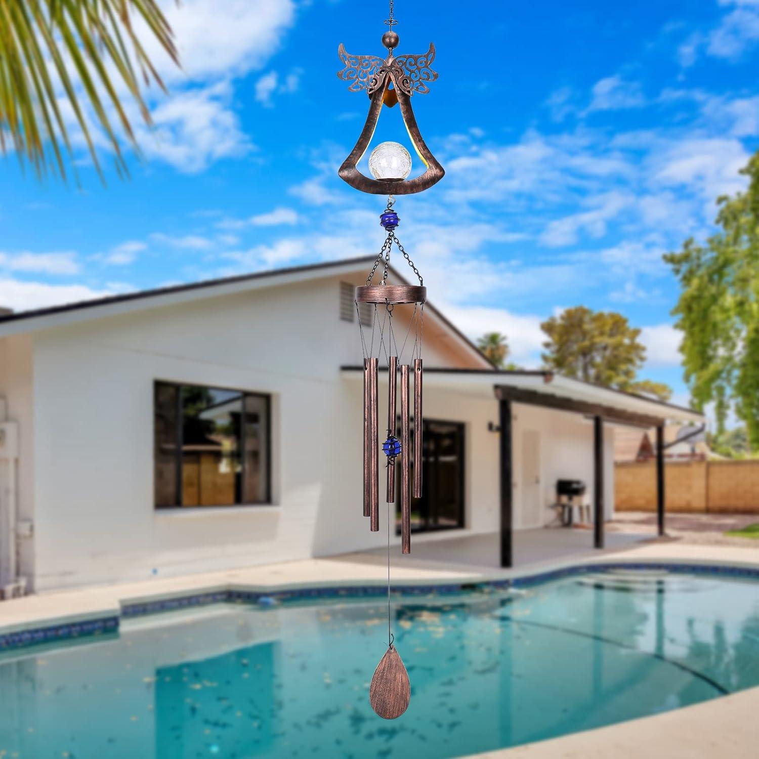 Campanas de Viento Solares Taman Ángel 106.68 cm Decorativas