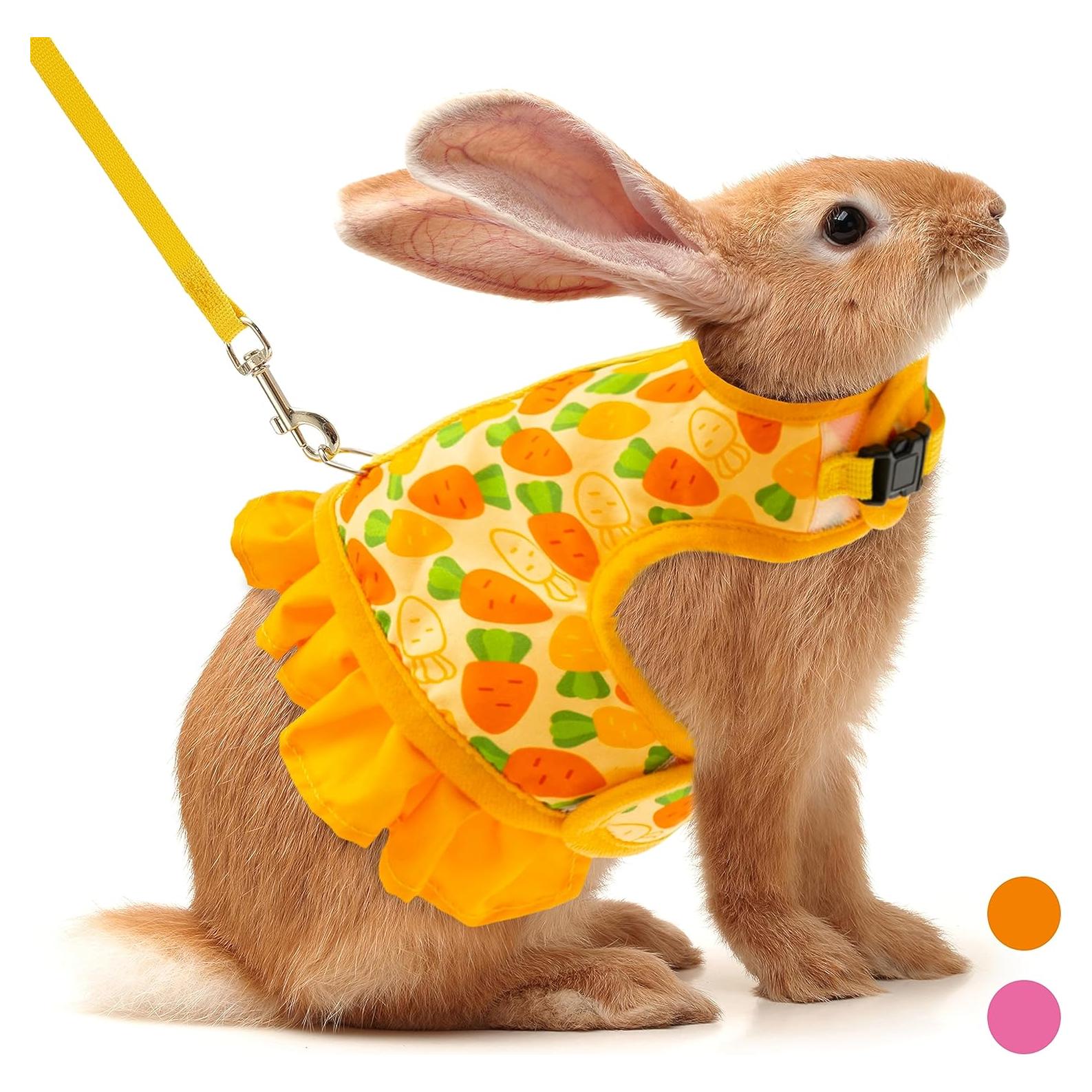 Arnés y Correa para Conejos ALUZAEMO - Malla Transpirable Amarillo