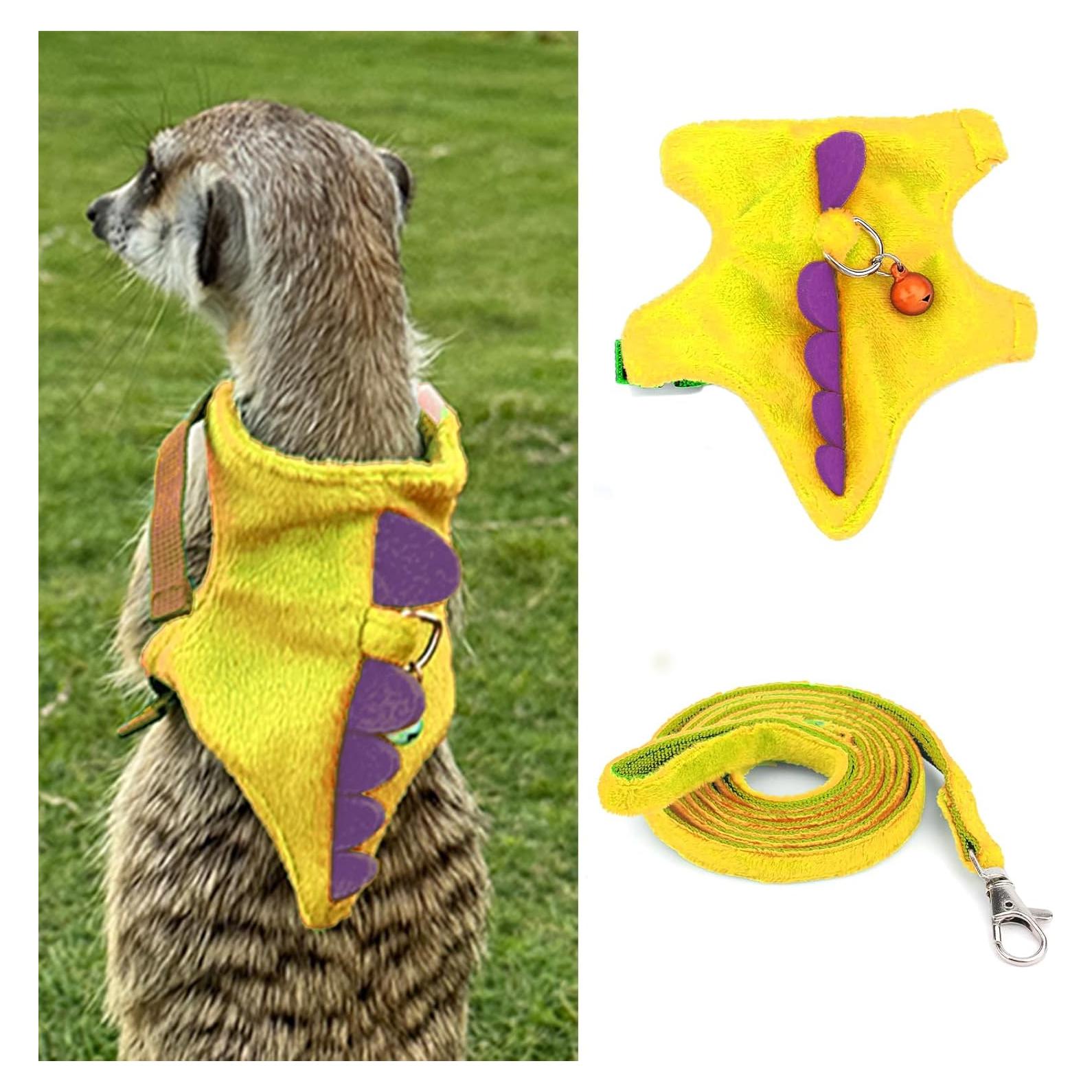 Arnés y Correa para Hurones MANON ROSA Dinosaurio Amarillo