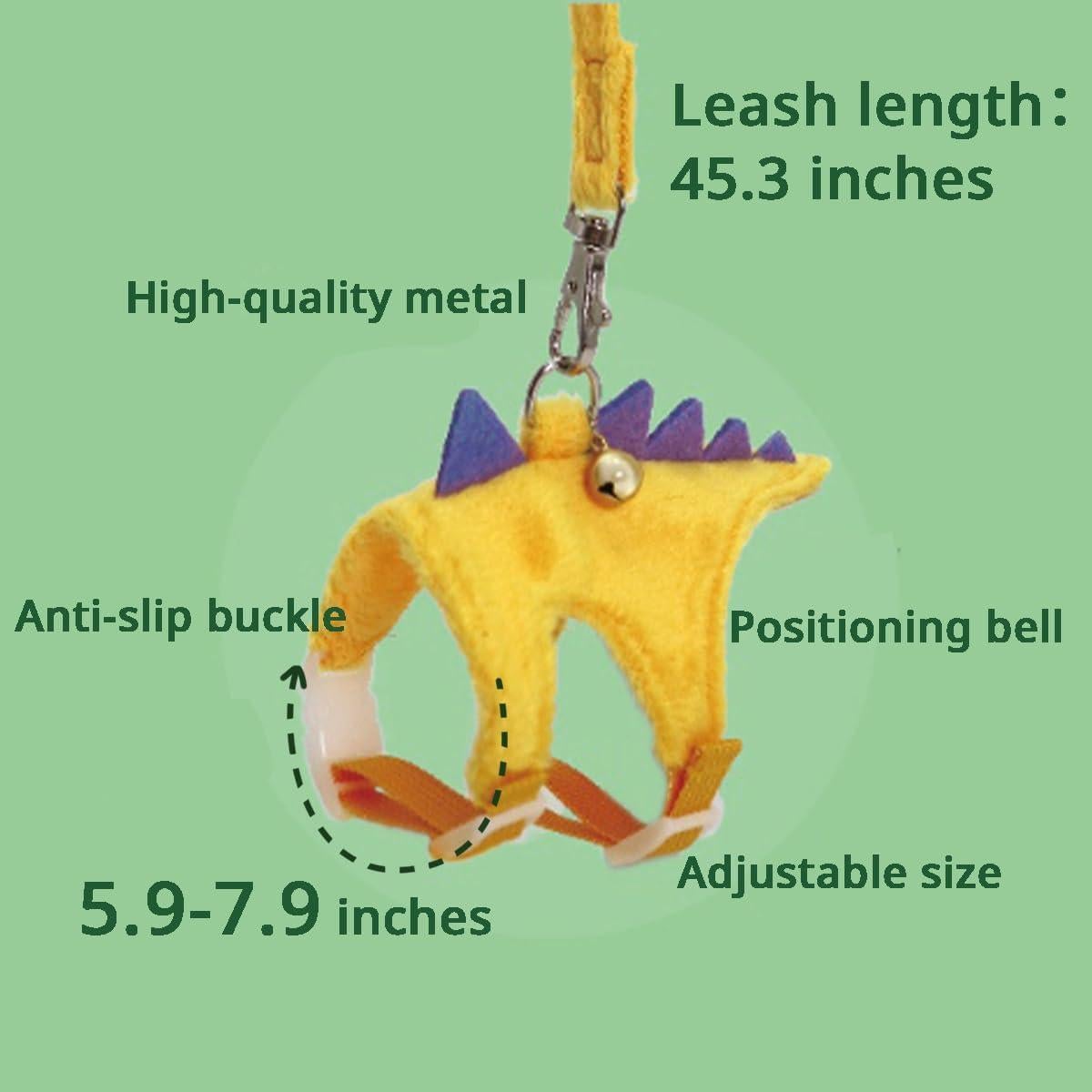 Arnés y Correa para Hurones MANON ROSA Dinosaurio Amarillo