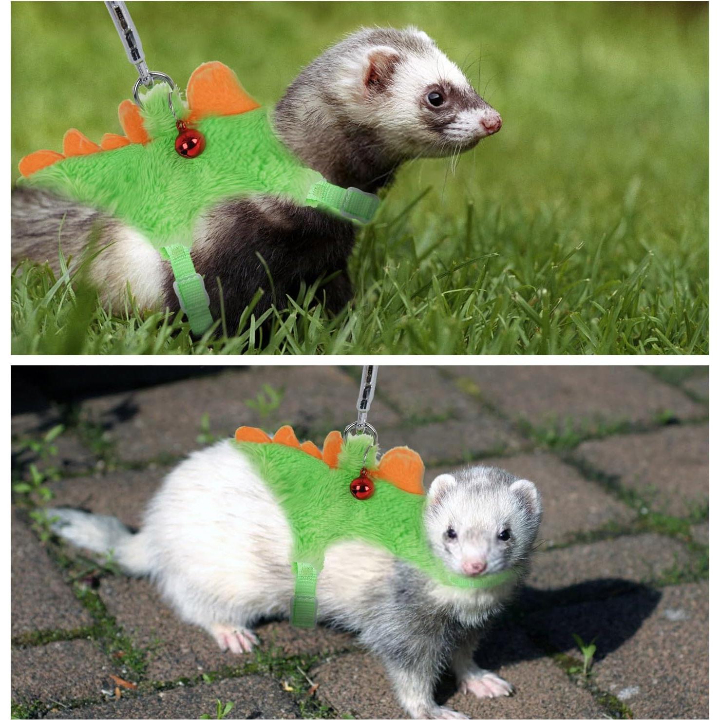 Arnés y Correa para Hurones ChengFu Verde Dinosaurio 6-9 cm