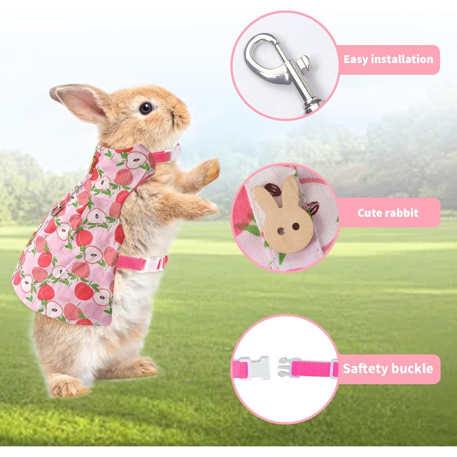 Arnés y Vestido para Conejo Durazno Disfraz Mascotas Pequeñas