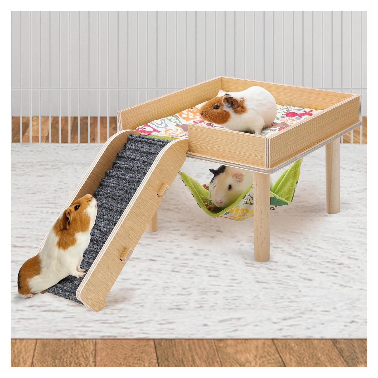 Hamaca para Cobayas MEWTOGO con Plataforma y Escaleras 29x29cm