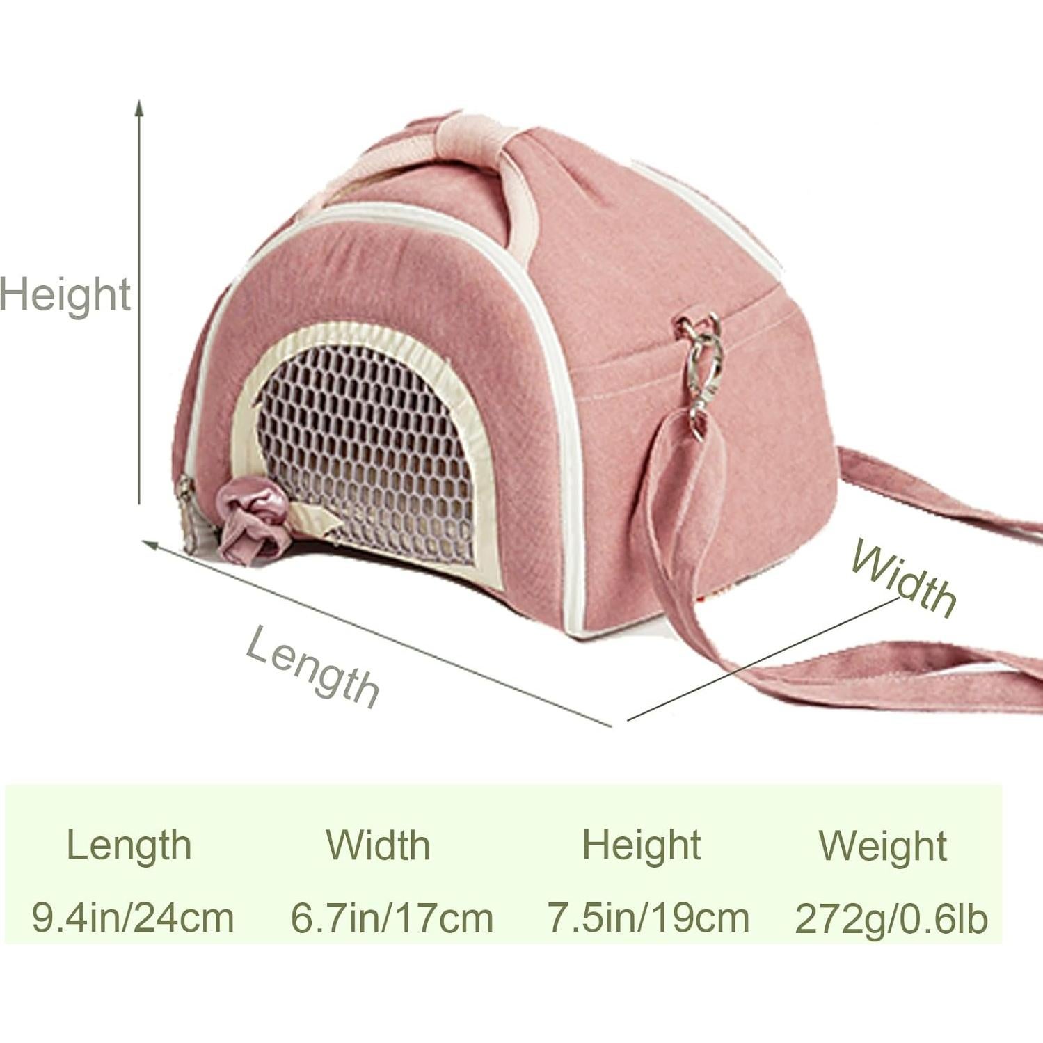 Bolsa de Viaje para Mascotas Pequeñas ABLAZEZAI Rosa 24.6x17x19.1cm