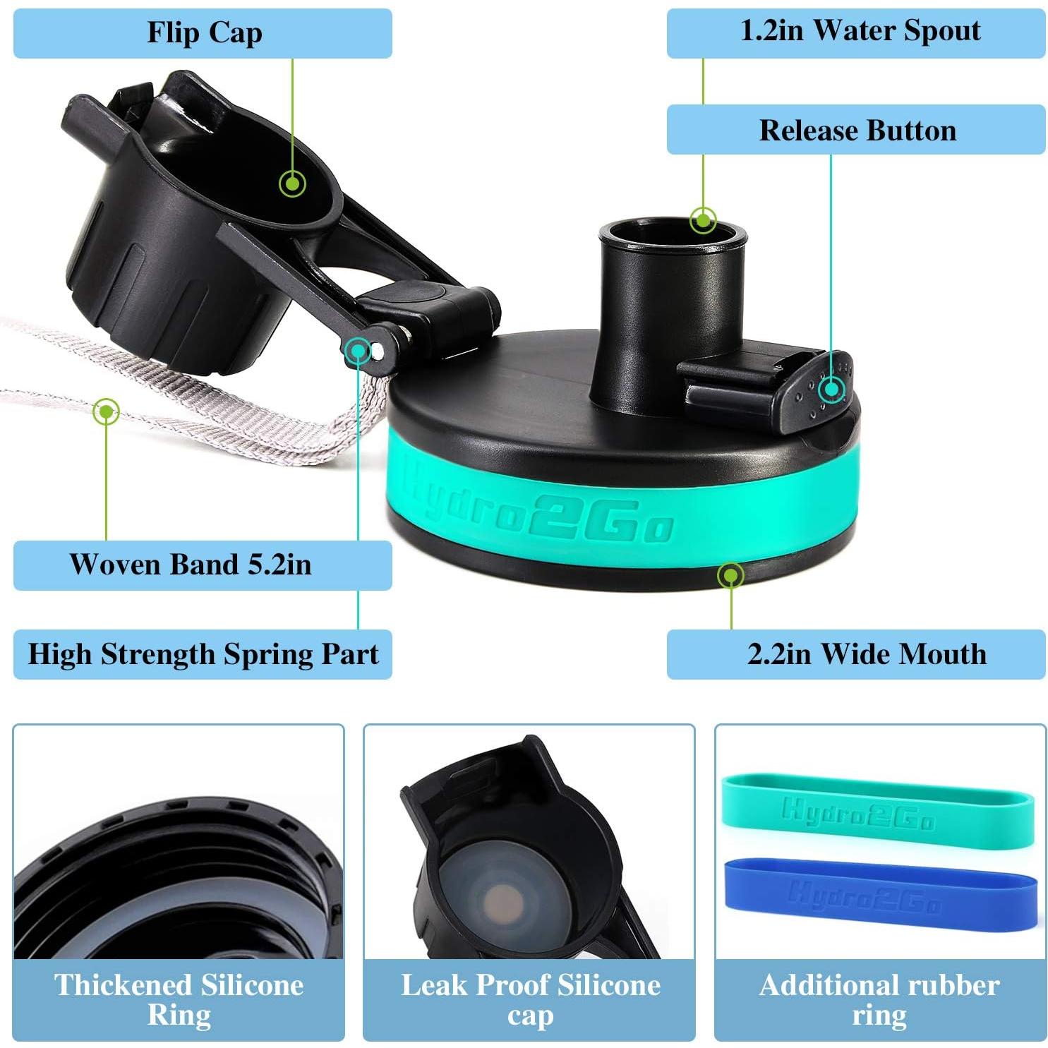 Tapa Flip Hydro2Go para Botellas Boca Ancha 2 PC - A Prueba de Fugas