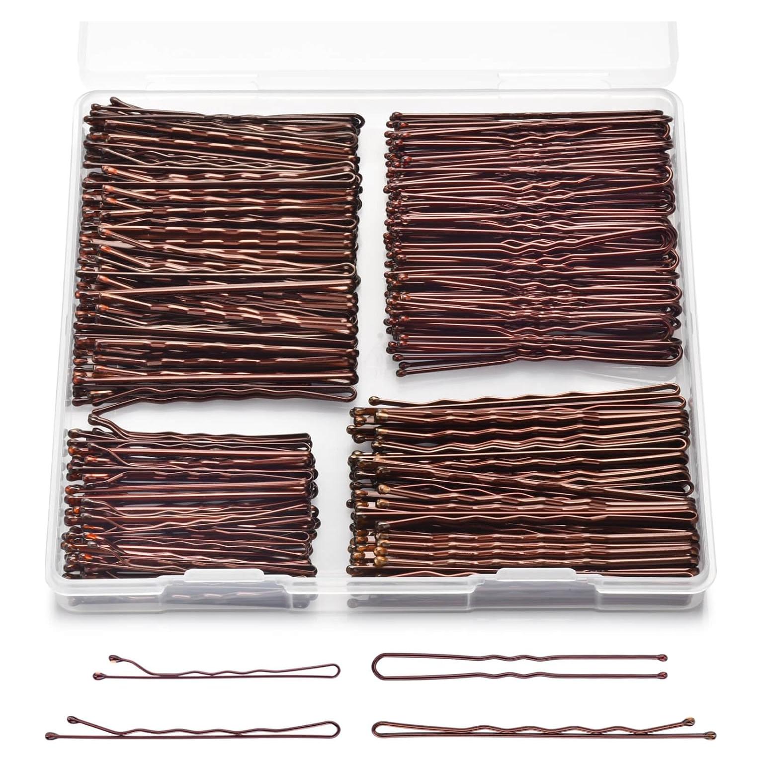 300 Pasadores de Pelo Marrones DSCMLIS con Caja de Almacenamiento