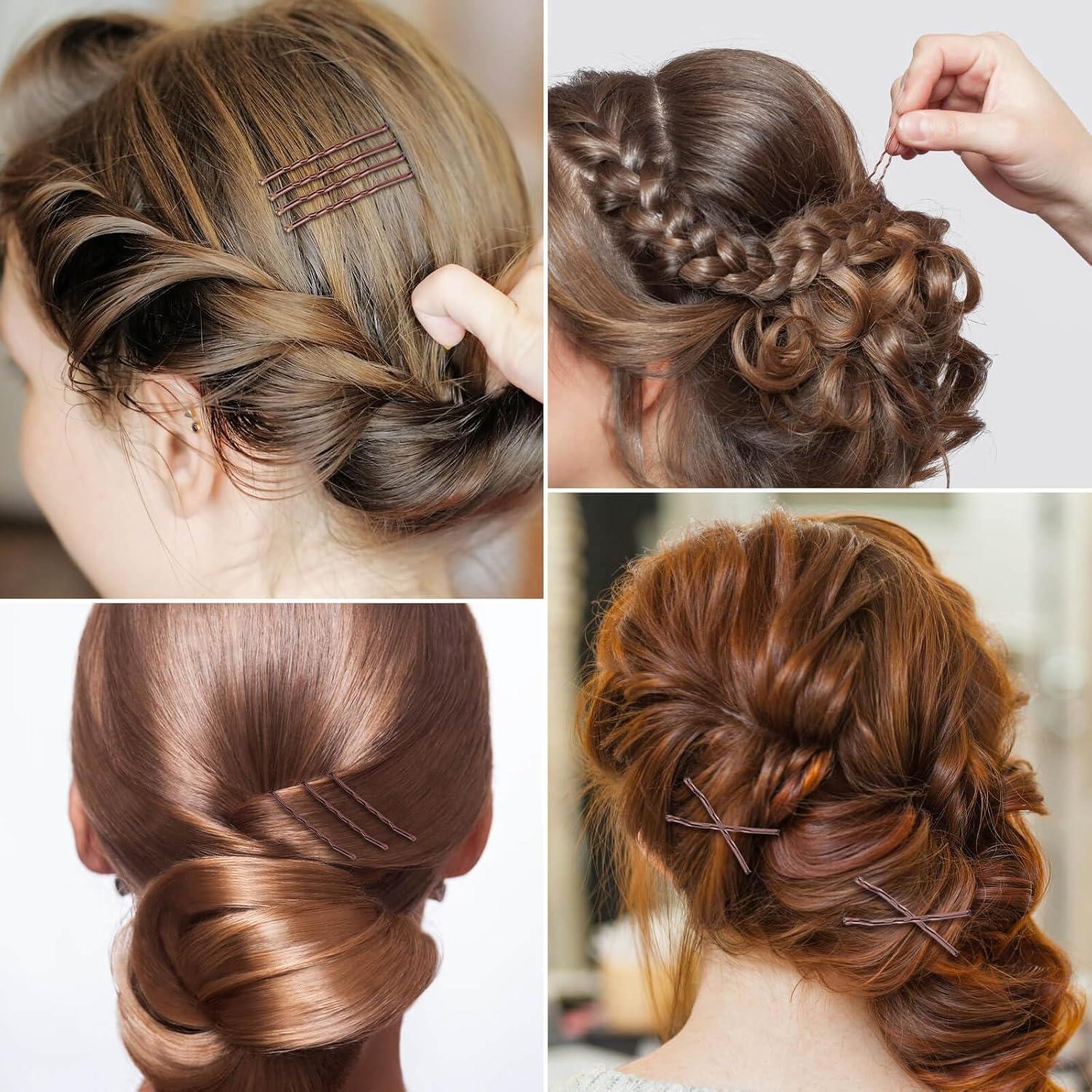 300 Pasadores de Pelo Marrones DSCMLIS con Caja de Almacenamiento