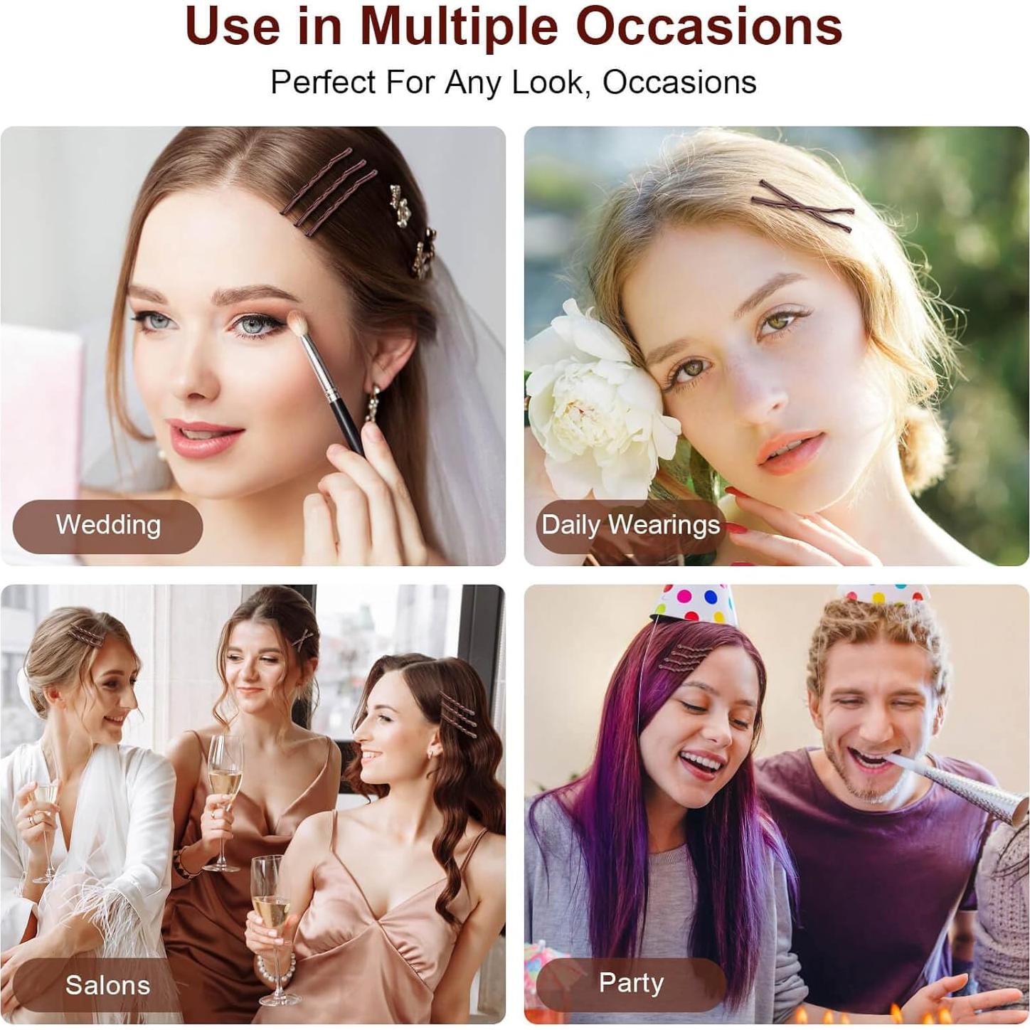 300 Pasadores de Pelo Marrones DSCMLIS con Caja de Almacenamiento