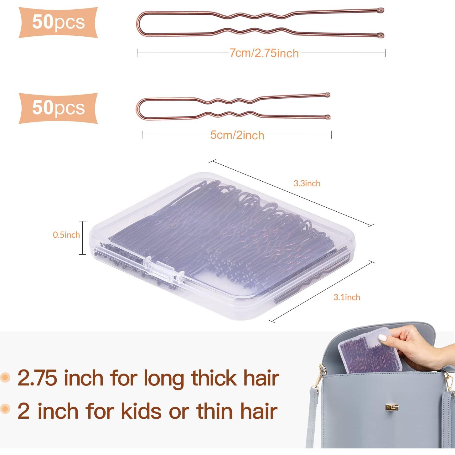 Horquillas en Forma de U IKOCO 100 Piezas Marrón 2 Tamaños