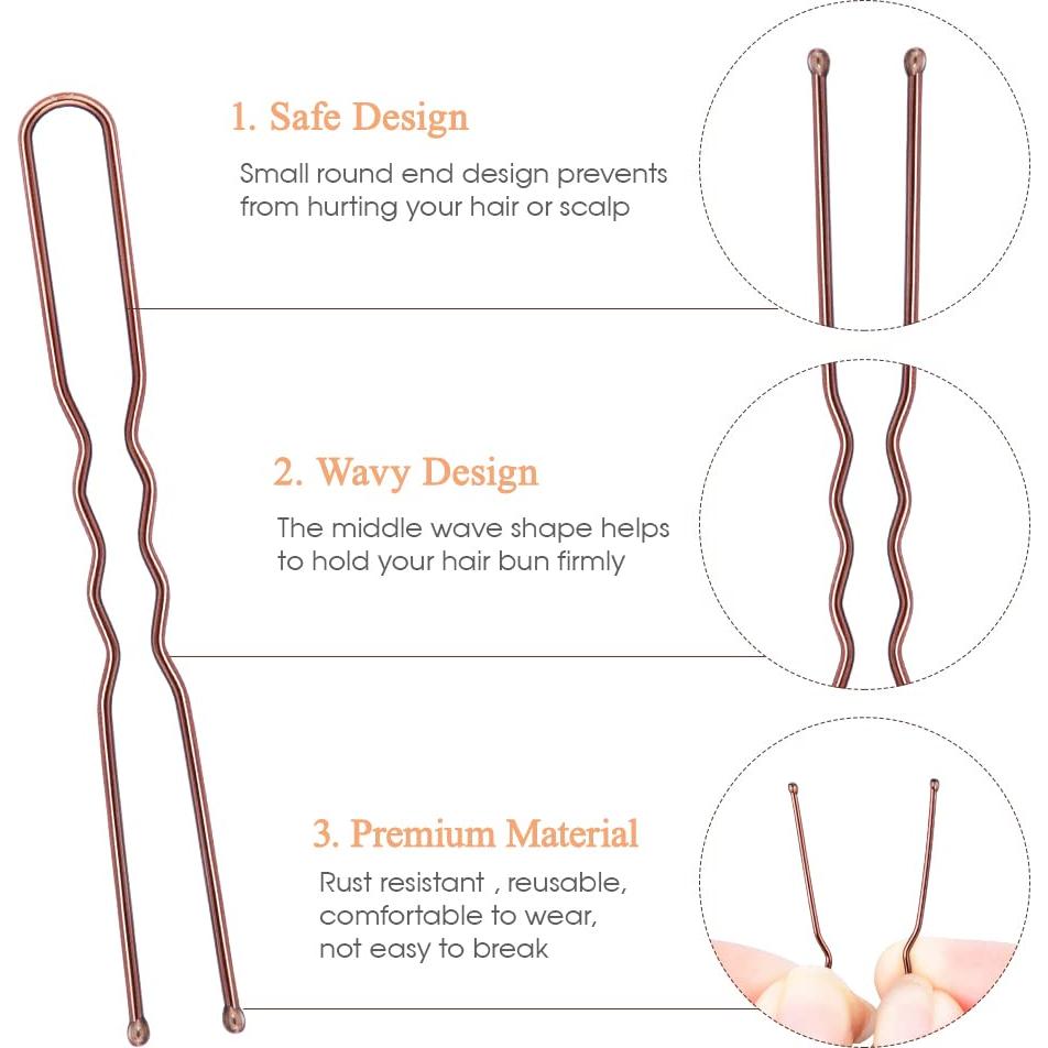 Horquillas en Forma de U IKOCO 100 Piezas Marrón 2 Tamaños