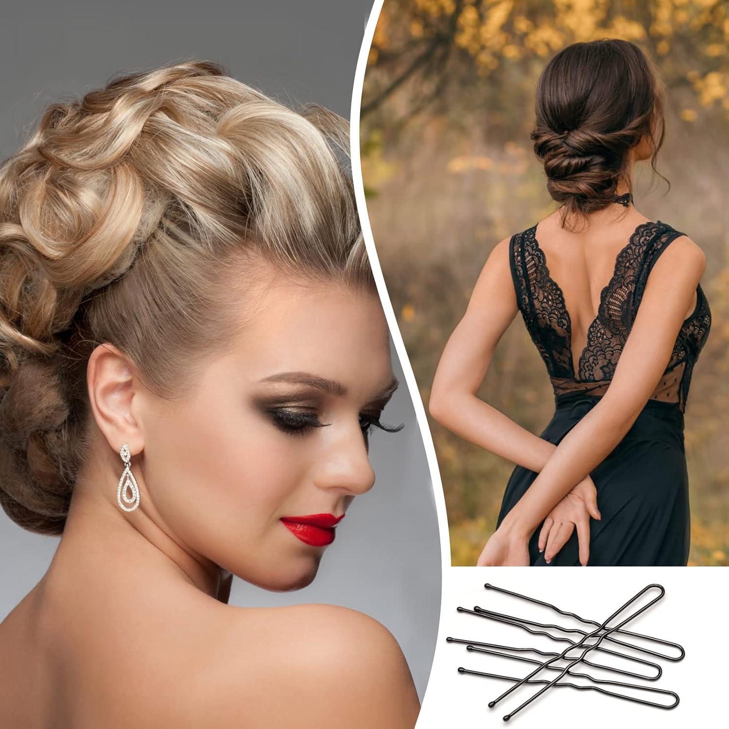 100 Pasadores de Pelo en U KANPRINCESS Negros 6cm