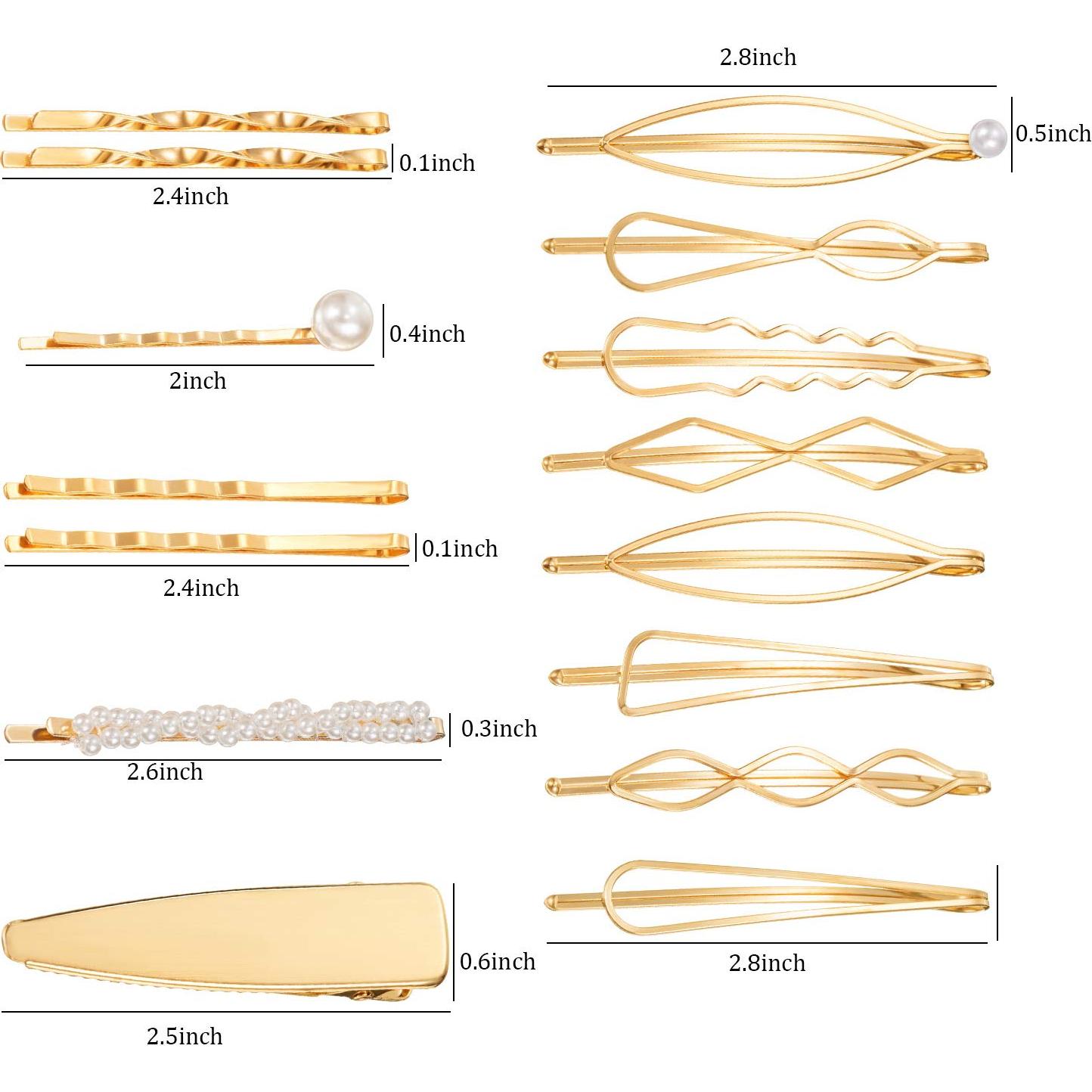 Set de 17 Horquillas de Pelo Doradas Geométricas Yaomiao