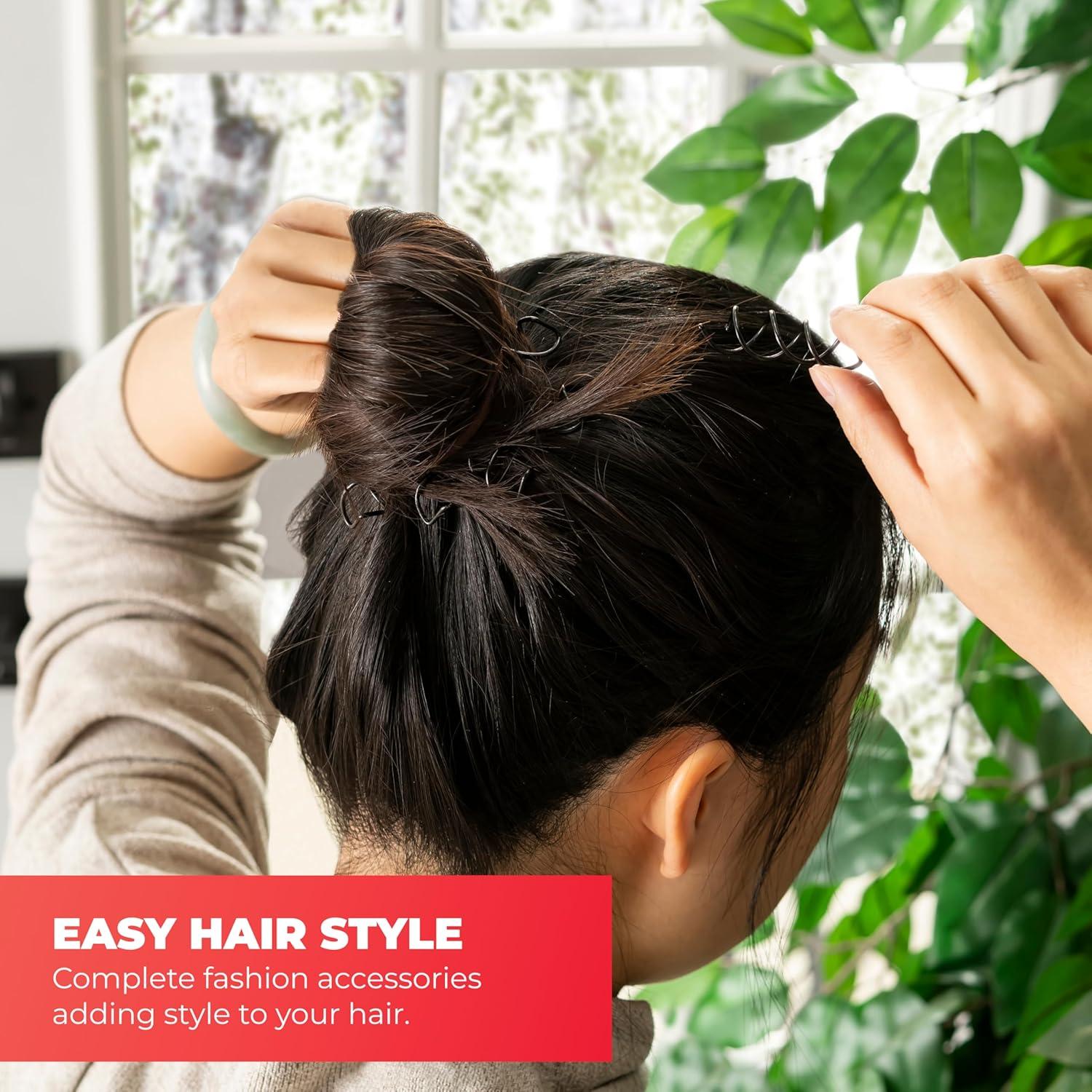 Pasadores de Cabello Espiral HAWWWY - 8 Piezas - Marrón Claro - 10.16 cm