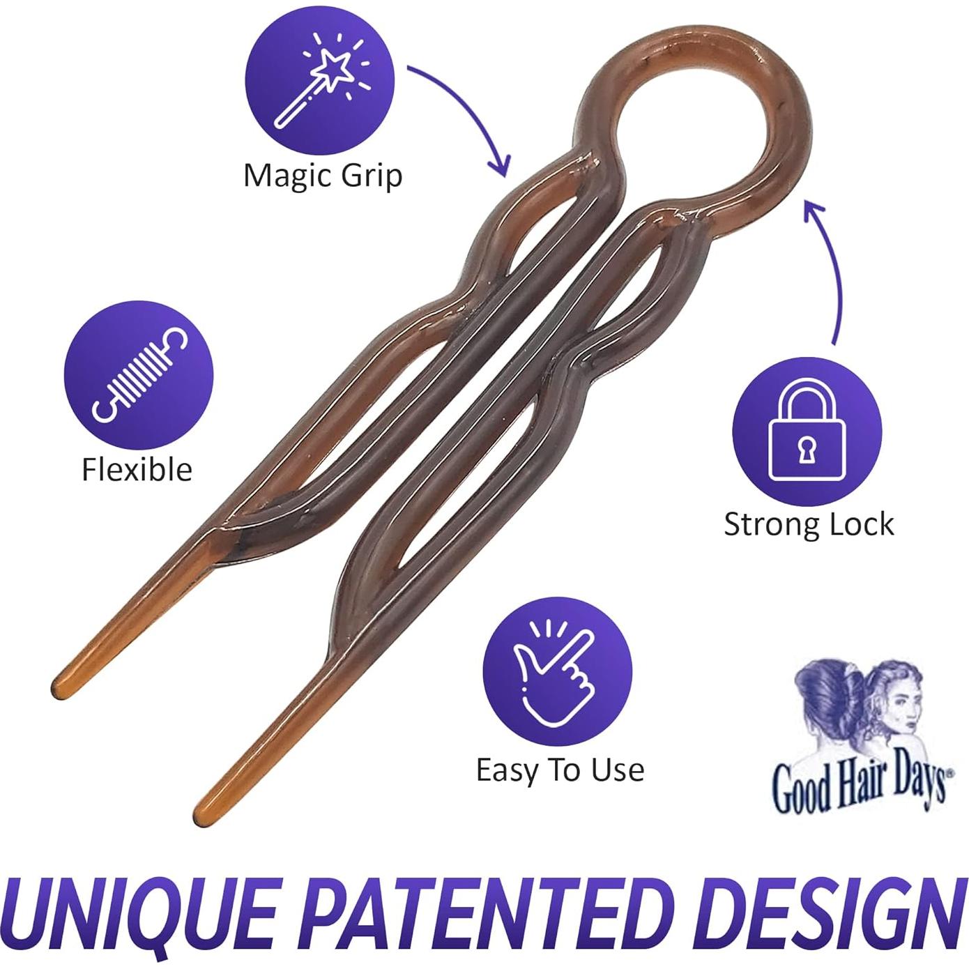 Horquillas mágicas de plástico Carey - Juego de 10, 6.35 cm