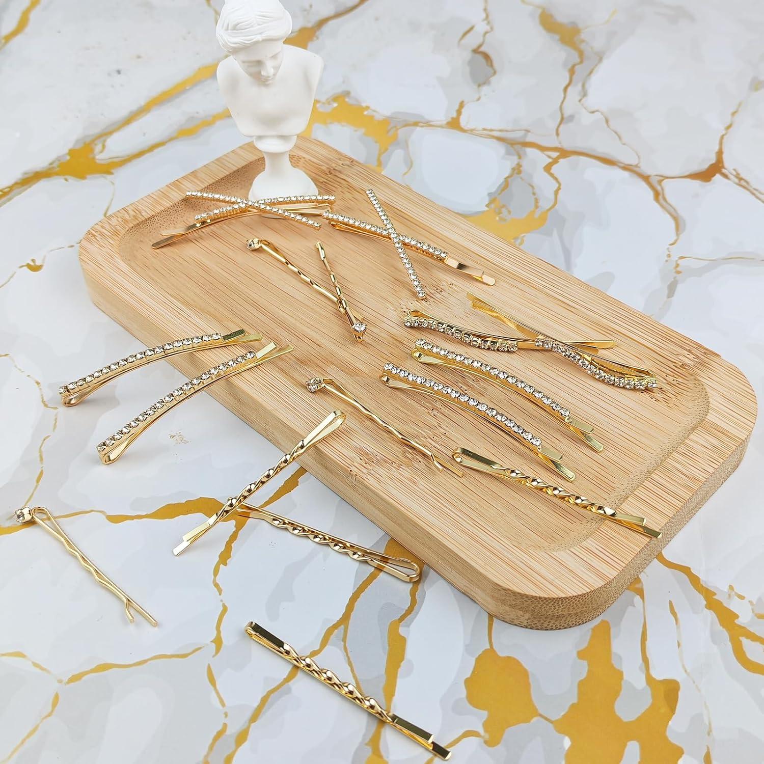 16 Clips de Pelo Dorados con Rhinestones SHEHARUHI - Elegantes