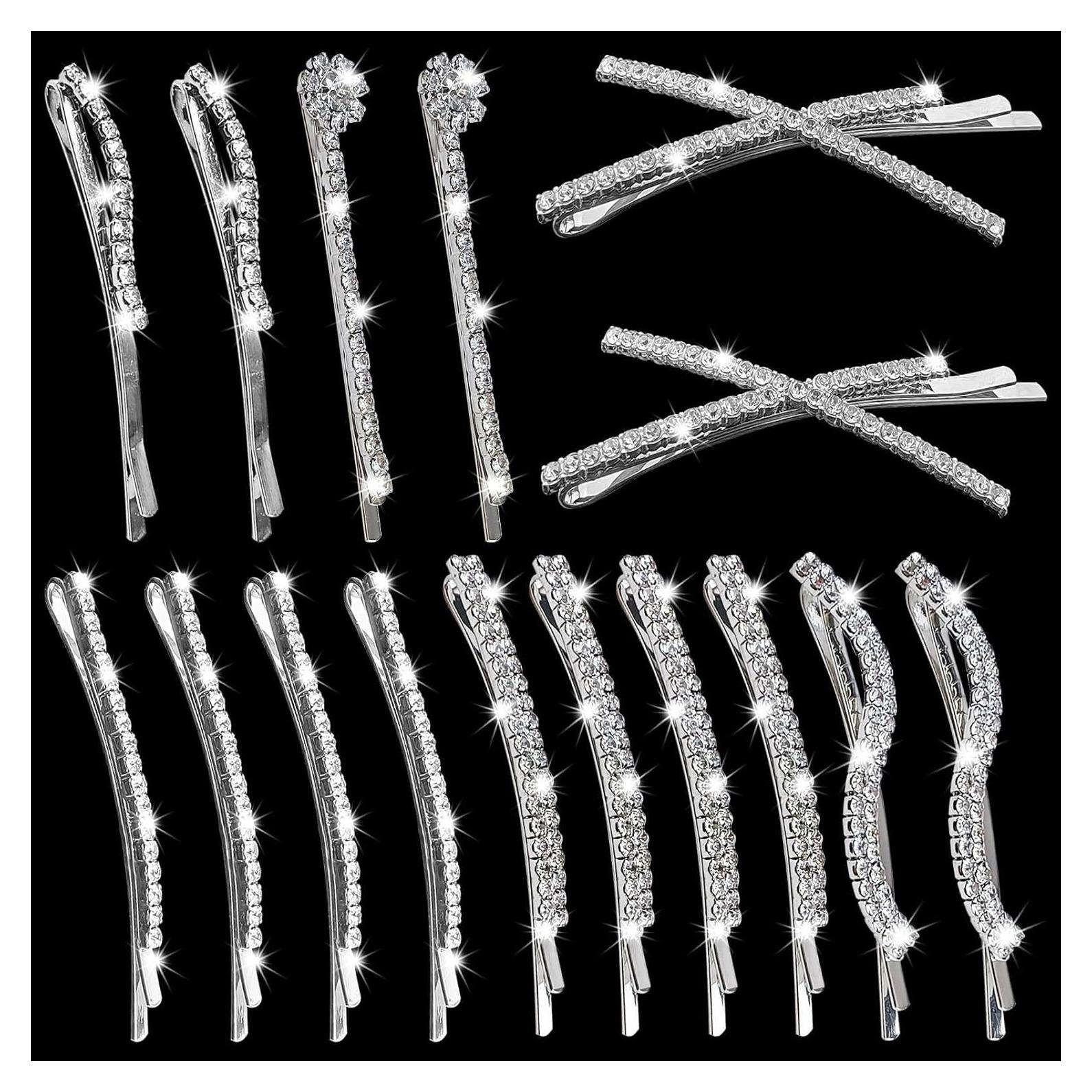 Conjunto de 16 Pinzas para el Cabello REDANHA Plateadas