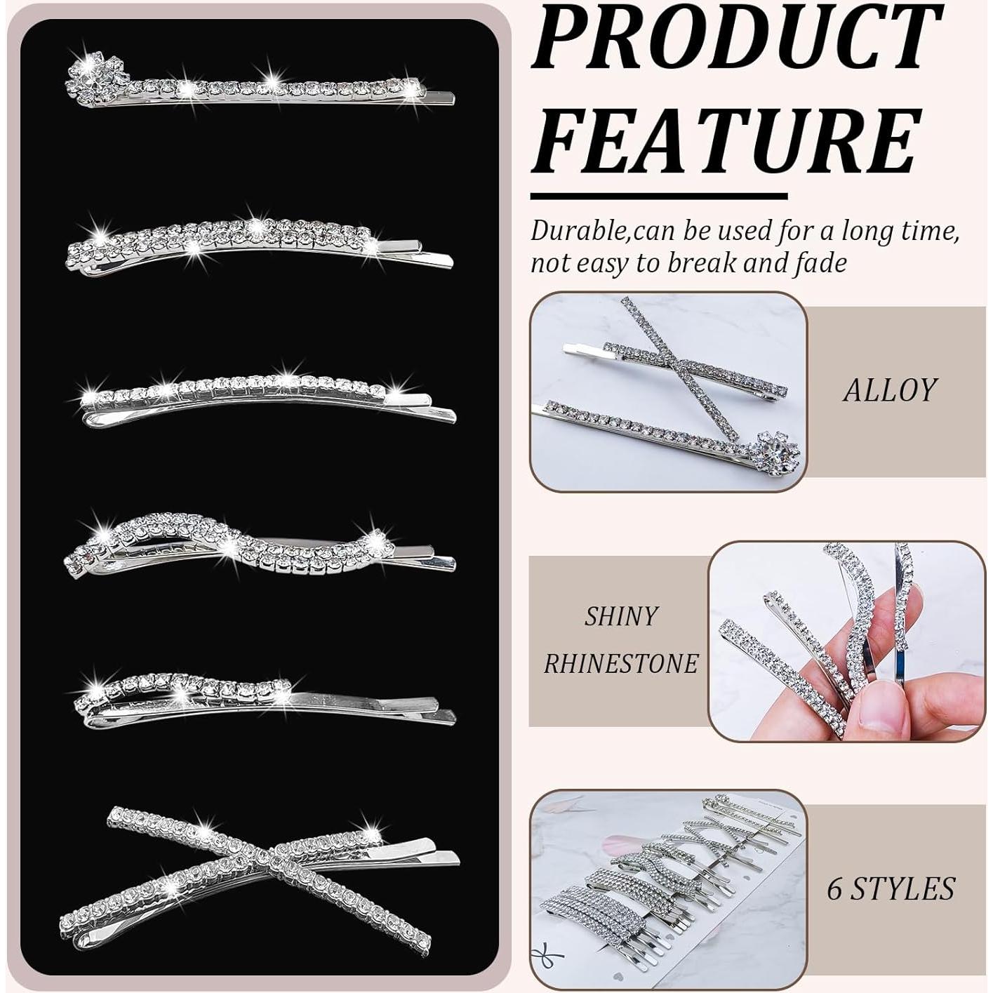 Conjunto de 16 Pinzas para el Cabello REDANHA Plateadas