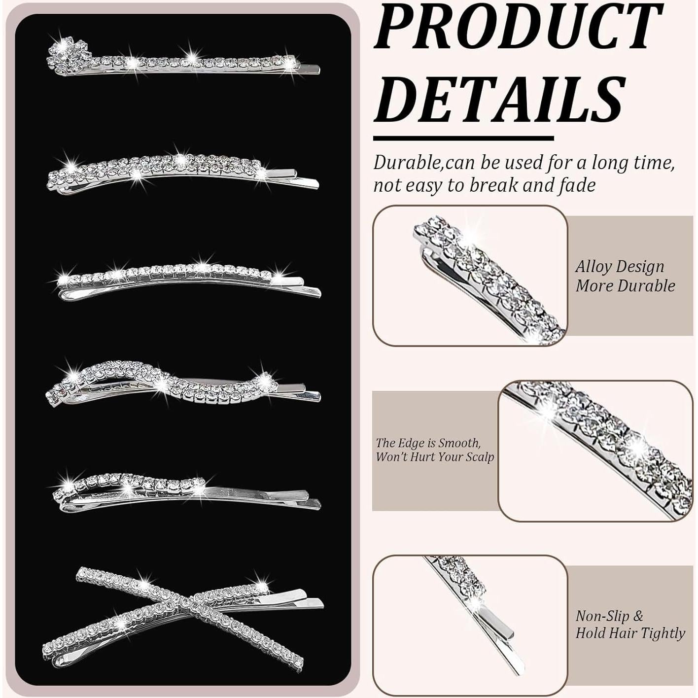 Conjunto de 16 Pinzas para el Cabello REDANHA Plateadas