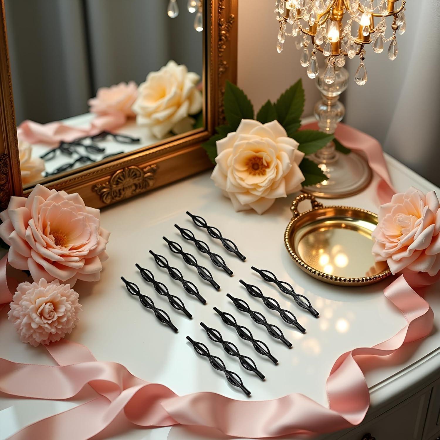 Juego de 12 Horquillas Negras Vintage Jinshining para Cabello