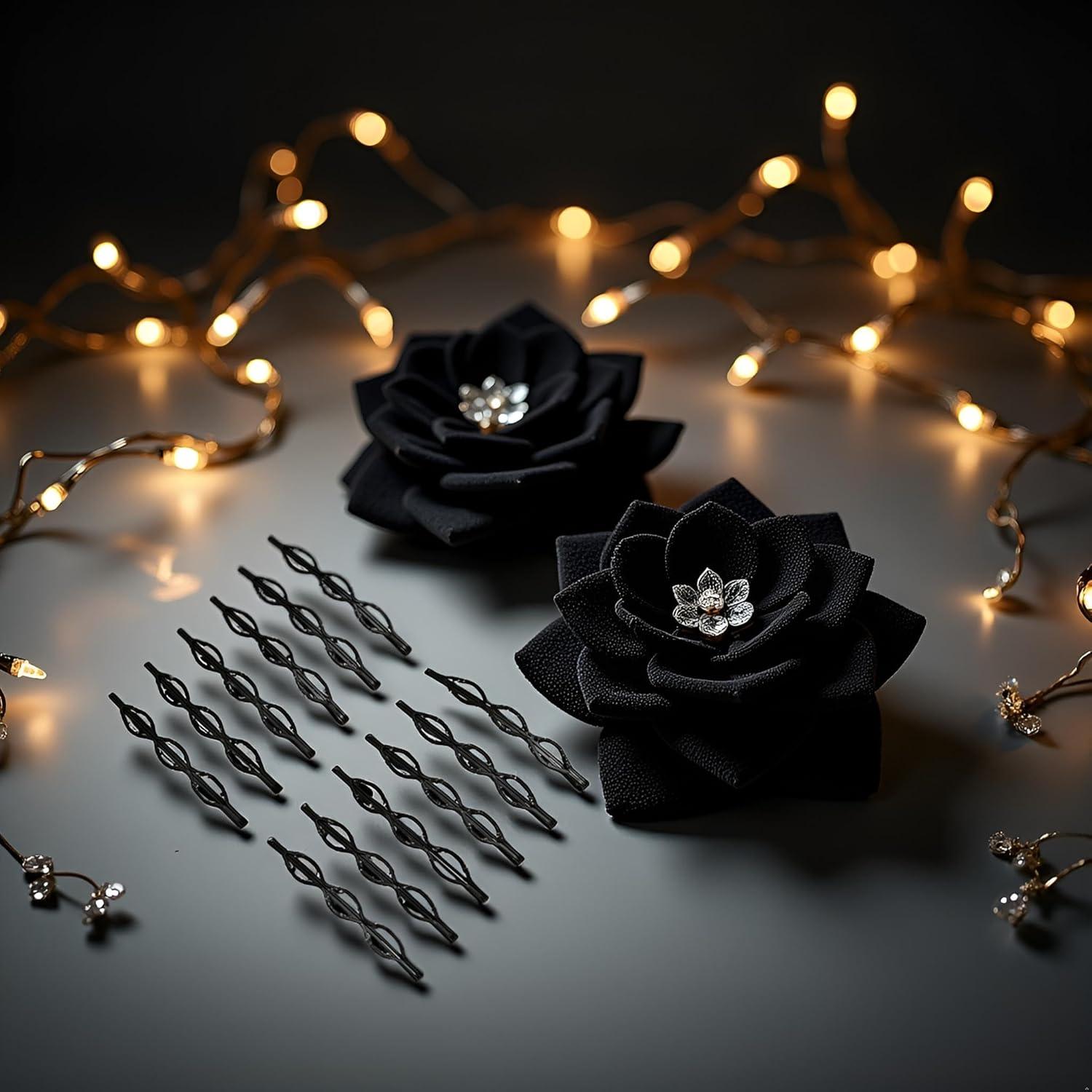 Juego de 12 Horquillas Negras Vintage Jinshining para Cabello