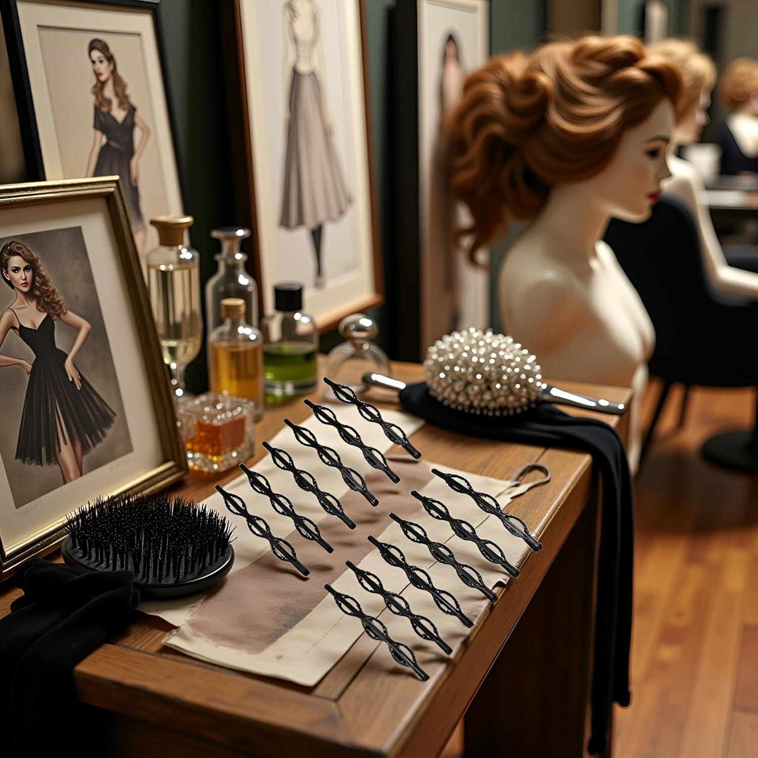 Juego de 12 Horquillas Negras Vintage Jinshining para Cabello